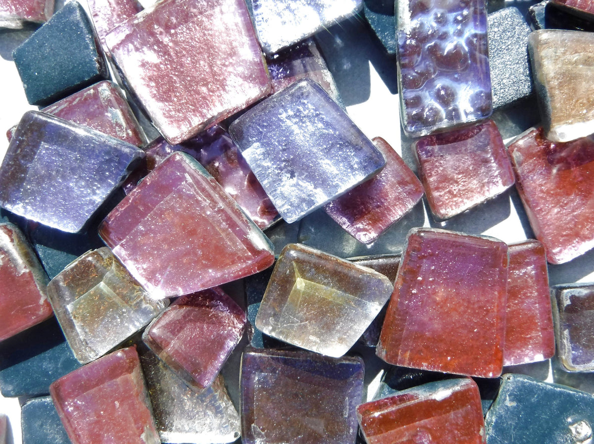 Miranda Rose Glass Tiles - Metallic Foil - Assorted Shapes - 50 grams Mosaic Tiles in Soft Shades of Pink and Purple and Gold