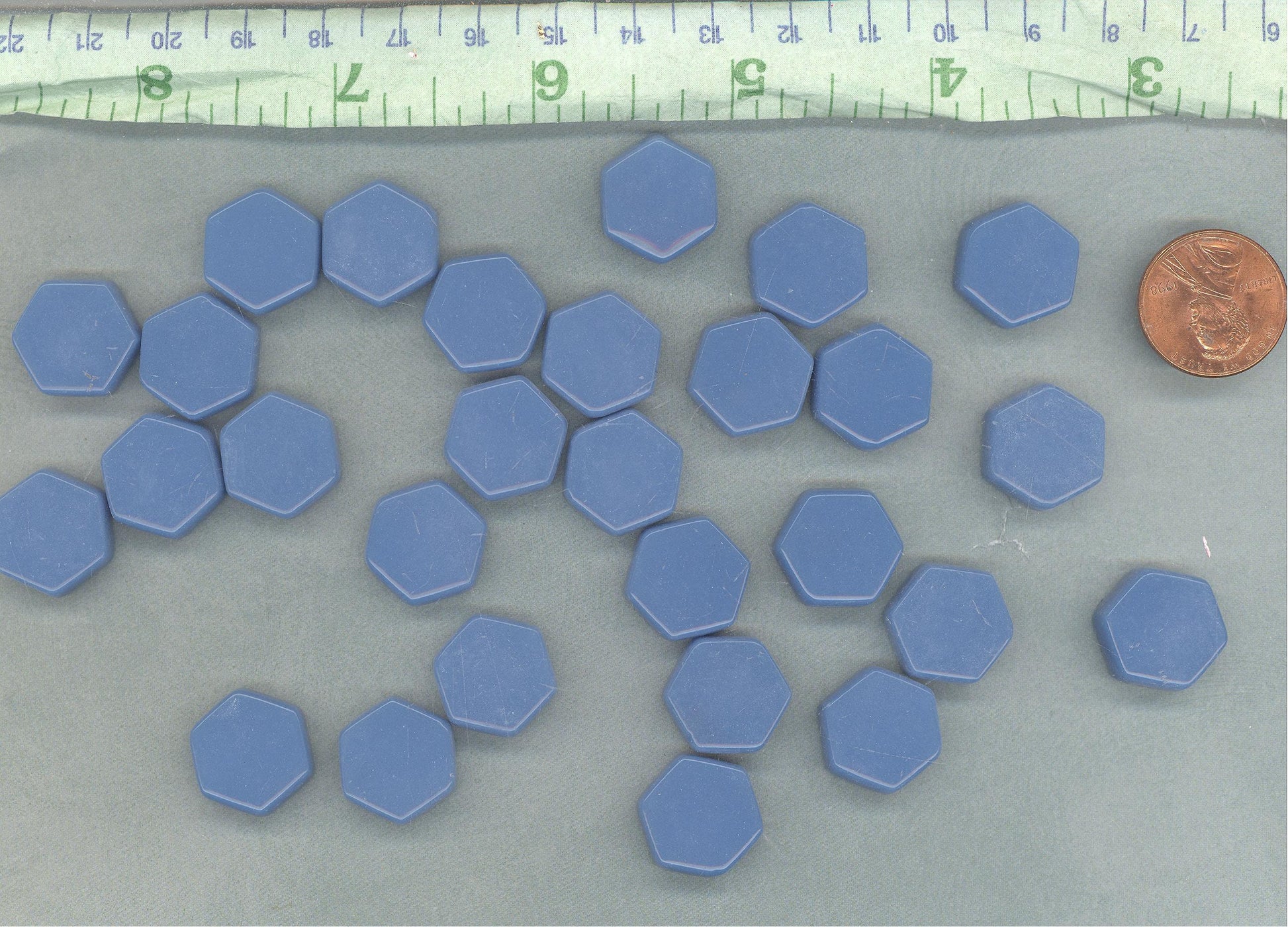 Cerulean Blue Hexagon Mosaic Tiles - 15mm - 100g Opaque Glass Tiles