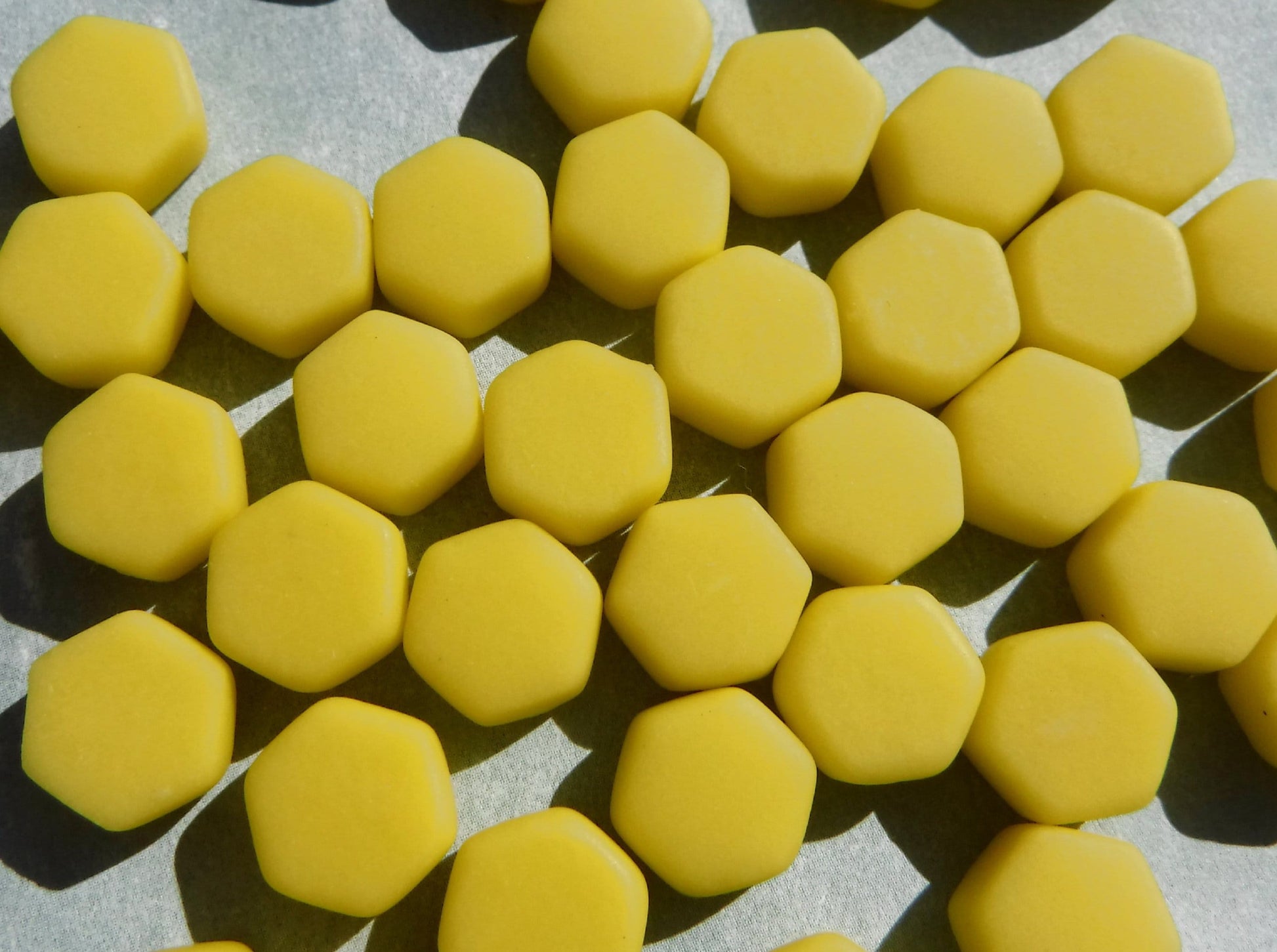 Mellow Yellow Hexagon Glass Mosaic Tiles - 10mm - 50g - MATTE Finish