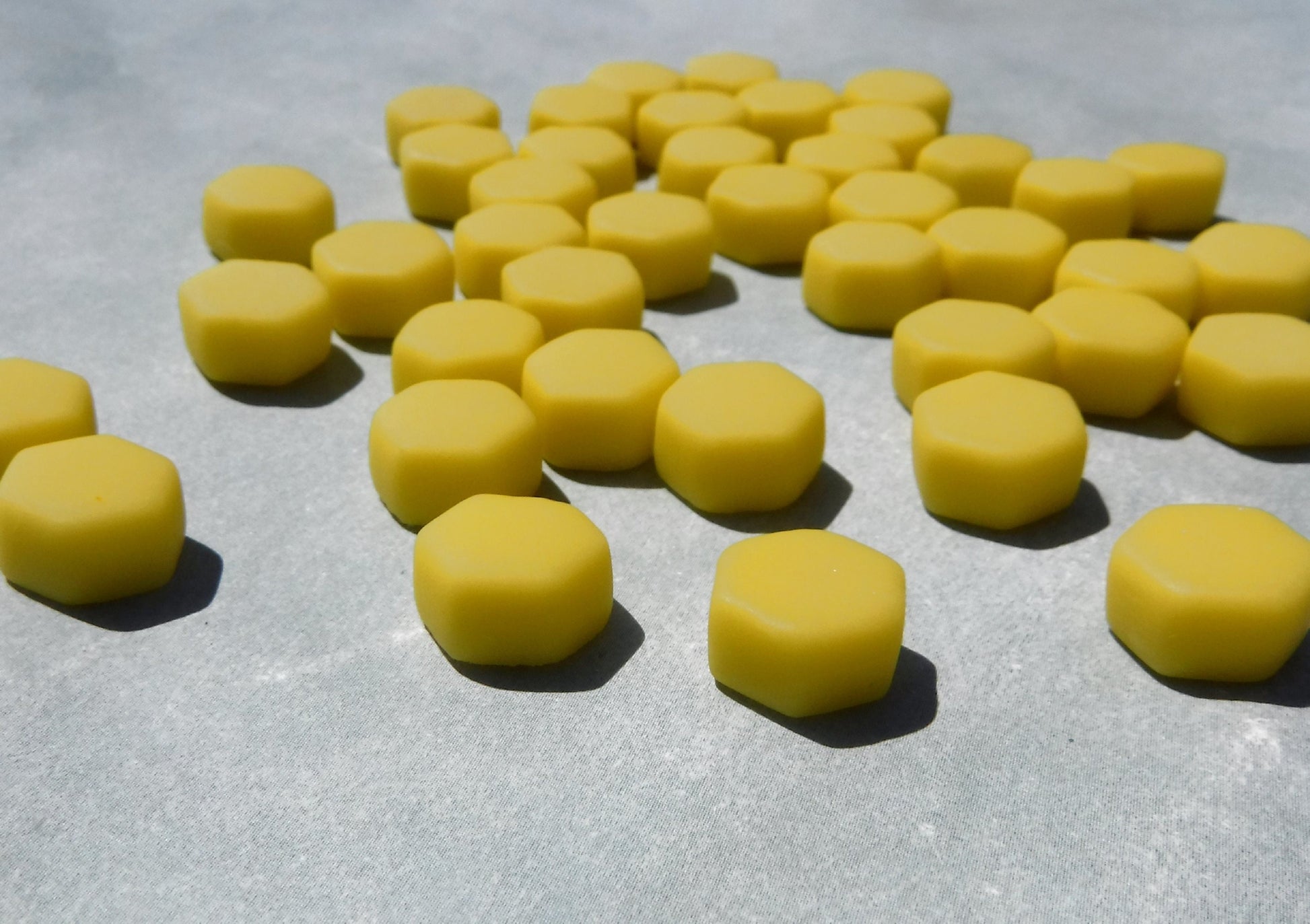 Mellow Yellow Hexagon Glass Mosaic Tiles - 10mm - 50g - MATTE Finish