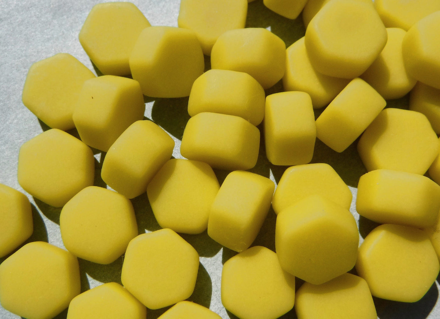 Mellow Yellow Hexagon Glass Mosaic Tiles - 10mm - 50g - MATTE Finish