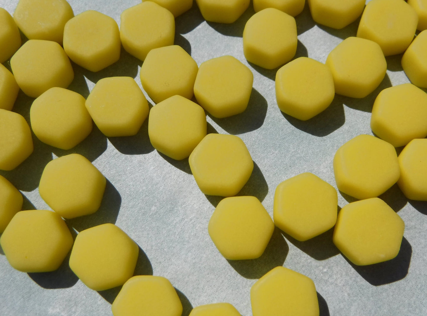 Mellow Yellow Hexagon Glass Mosaic Tiles - 10mm - 50g - MATTE Finish
