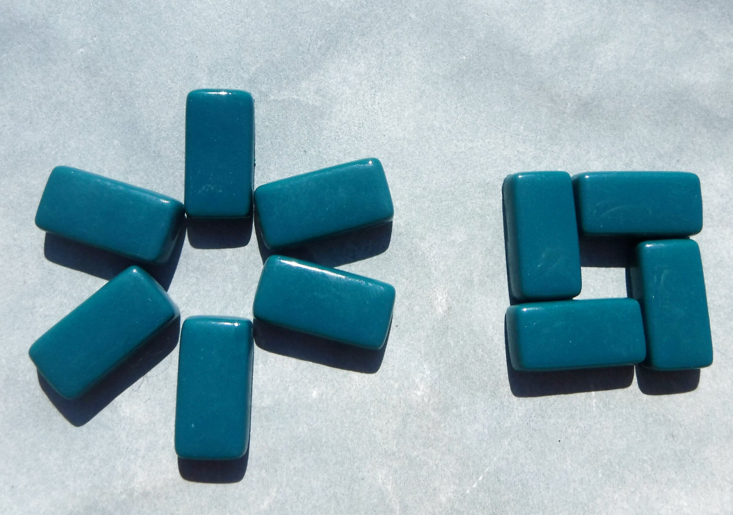 Dark Teal Rectangle Mosaic Tiles - 20mm - 100g Opaque Glass Bar Tiles - Approx 35 Tiles