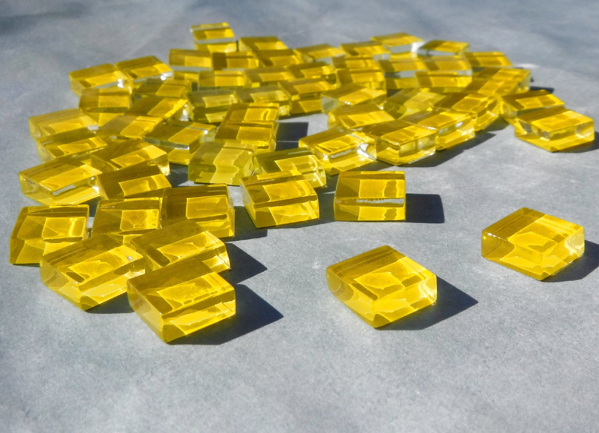 Lemon Yellow Glass Tiles - 1 cm - 100g - Over 100 Crystal Mosaic Tiles