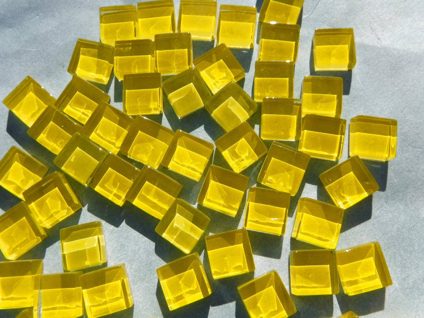 Lemon Yellow Glass Tiles - 1 cm - 100g - Over 100 Crystal Mosaic Tiles