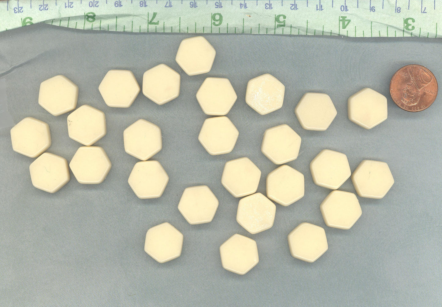 Beige Hexagon Mosaic Tiles - 15mm - 100g Opaque Glass Tiles