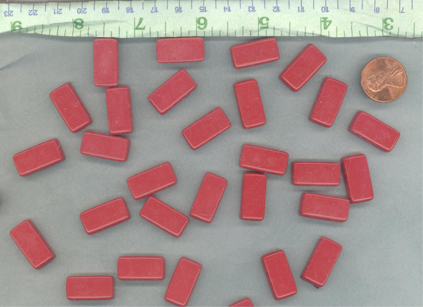 Berry Red Rectangle Mosaic Tiles - 20mm - 100g Opaque Glass Bar Tiles - Approx 35 Tiles