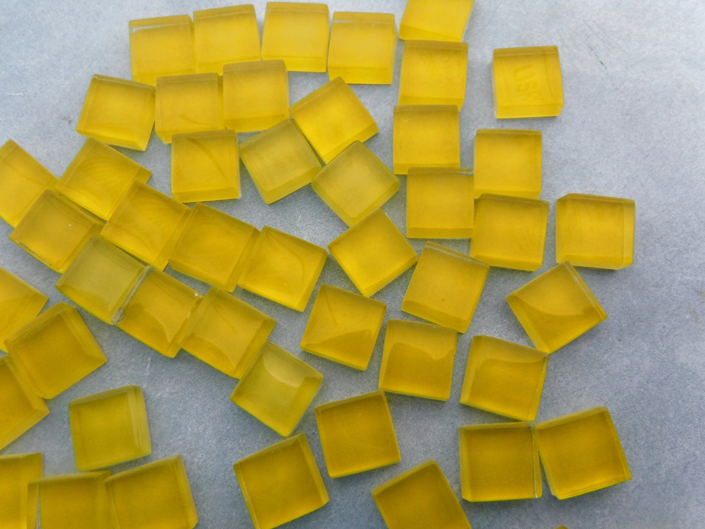 Lemon Yellow Glass Tiles - 1 cm - 100g - Over 100 Crystal Mosaic Tiles