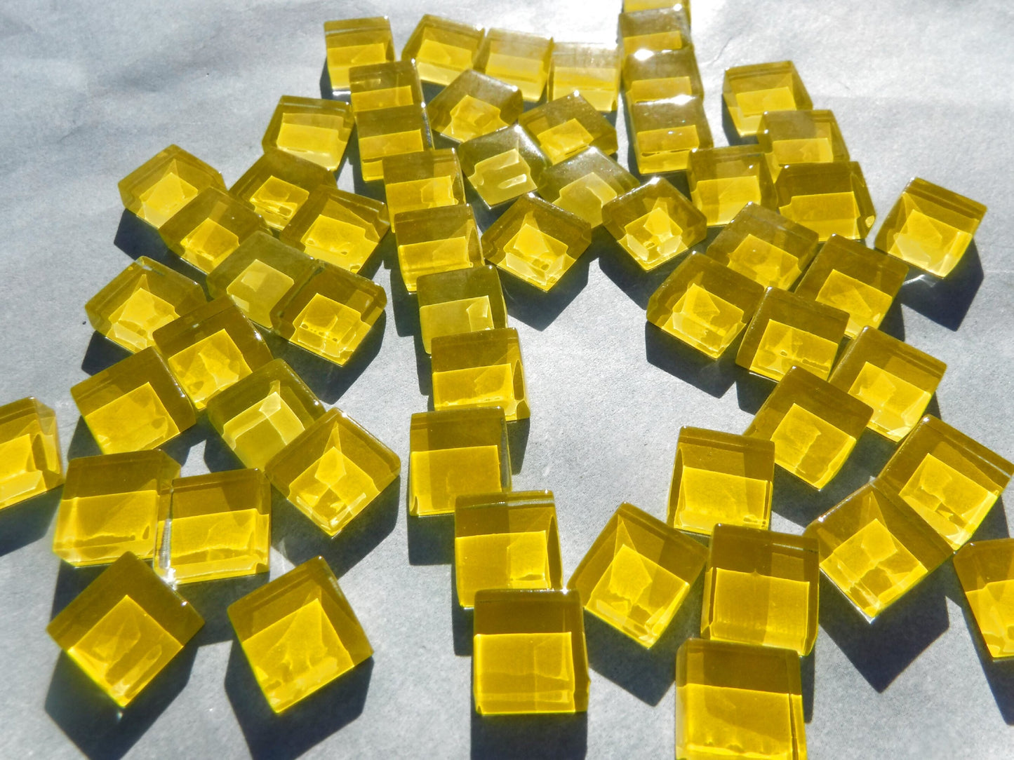 Lemon Yellow Glass Tiles - 1 cm - 100g - Over 100 Crystal Mosaic Tiles