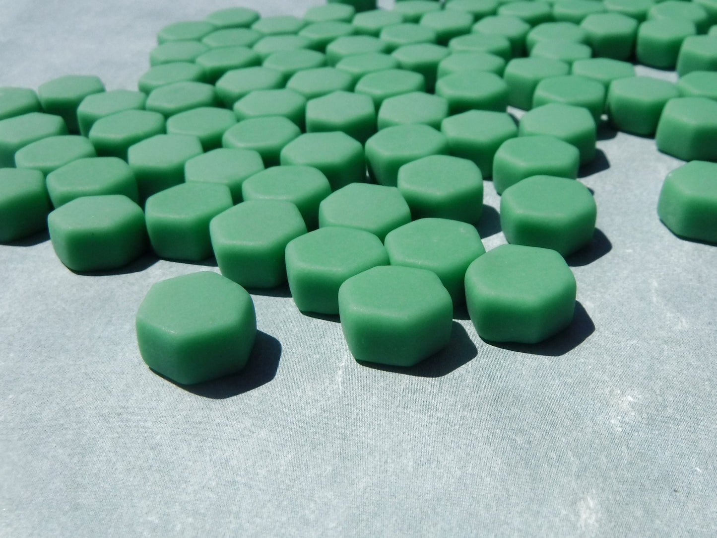 Mint Green Hexagon Mosaic Tiles - 10mm - 50g Opaque Glass Tiles MATTE Finish