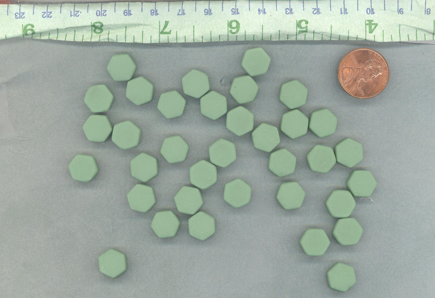 Mint Green Hexagon Mosaic Tiles - 10mm - 50g Opaque Glass Tiles MATTE Finish