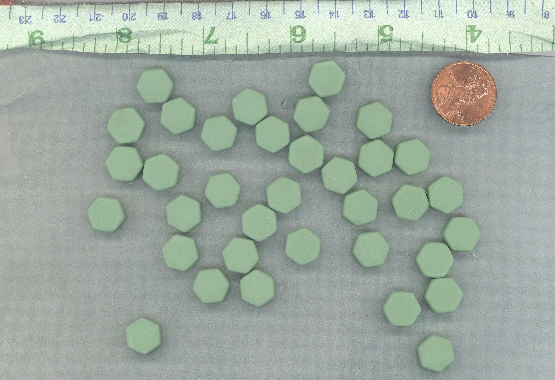Mint Green Hexagon Mosaic Tiles - 10mm - 50g Opaque Glass Tiles MATTE Finish