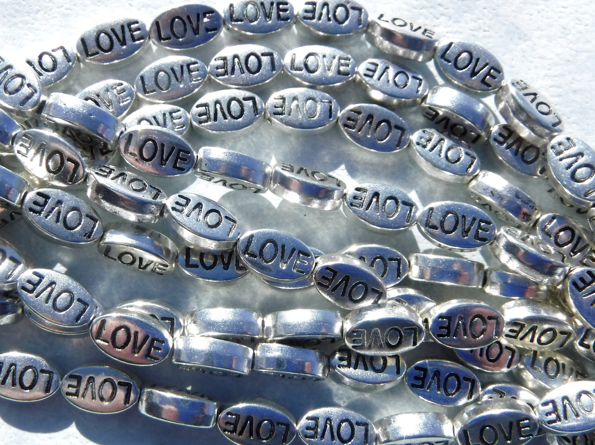 LOVE Bead - Silver-Toned 10mm Ovals - Tibetan Style