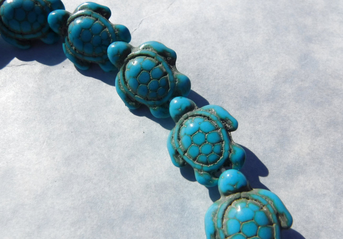 Turquoise Blue Sea Turtles Stone Beads - Half or Full Strand - Use for Mosaics