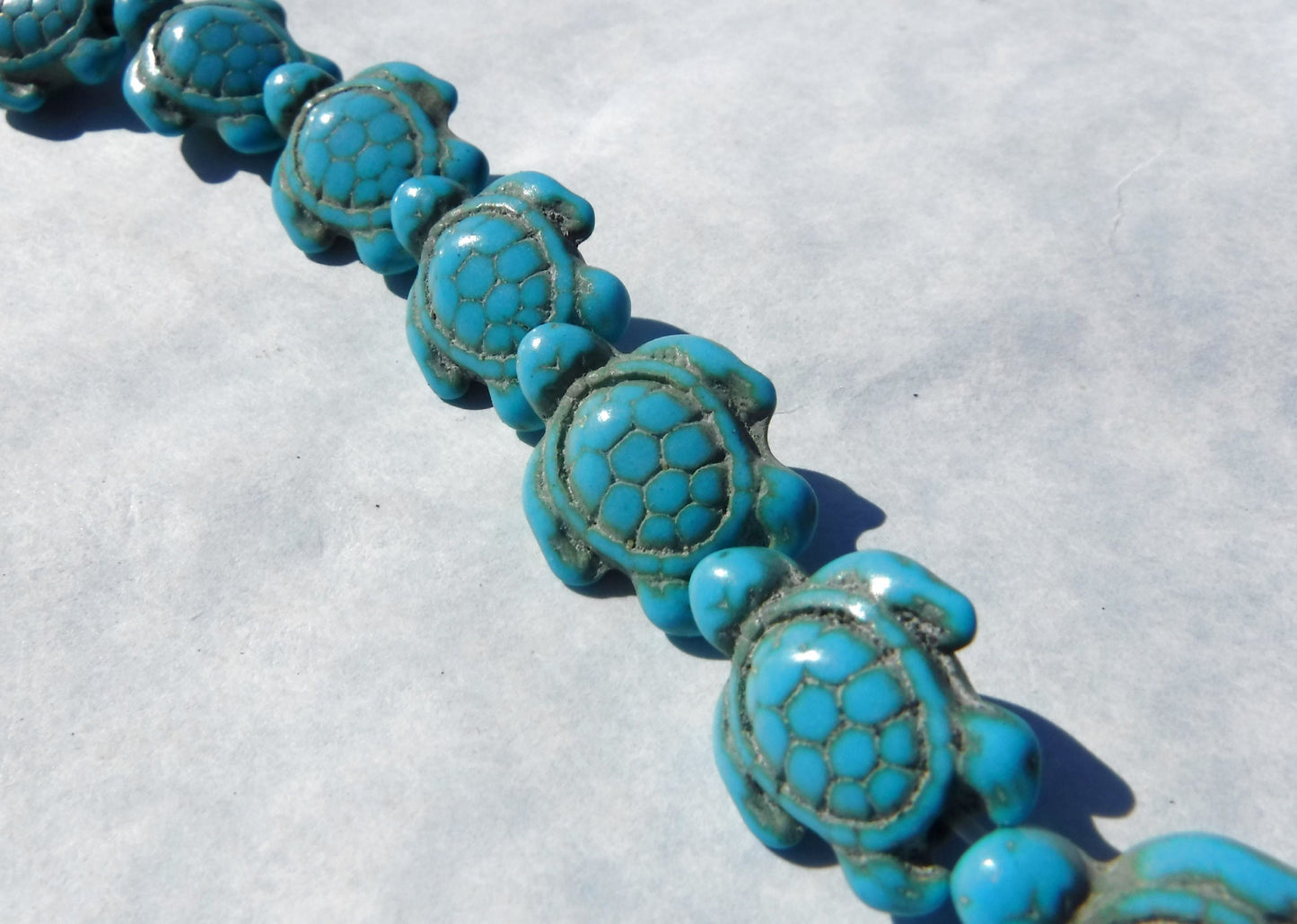 Turquoise Blue Sea Turtles Stone Beads - Half or Full Strand - Use for Mosaics