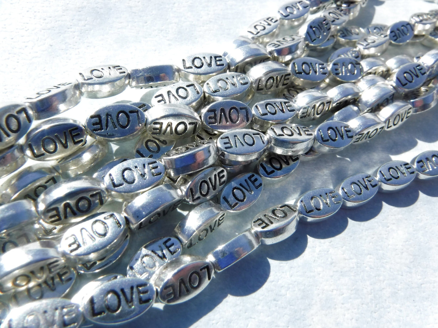 LOVE Bead - Silver-Toned 10mm Ovals - Tibetan Style