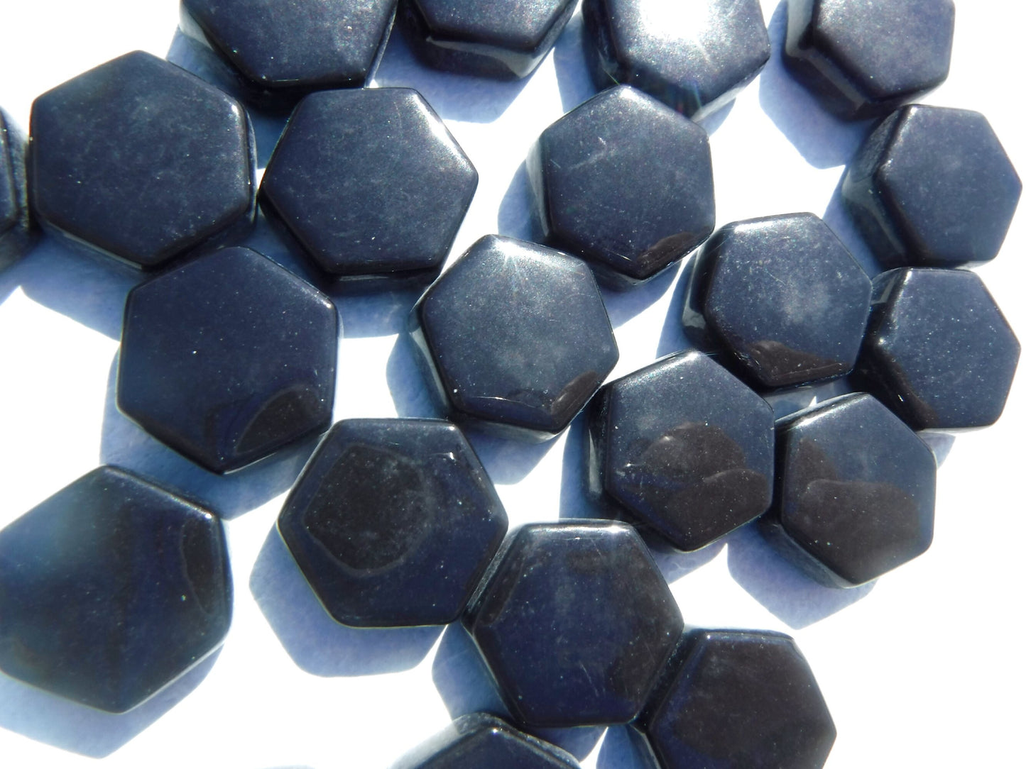 Black Hexagon Mosaic Tiles - 15mm - 100g Opaque Glass Tiles