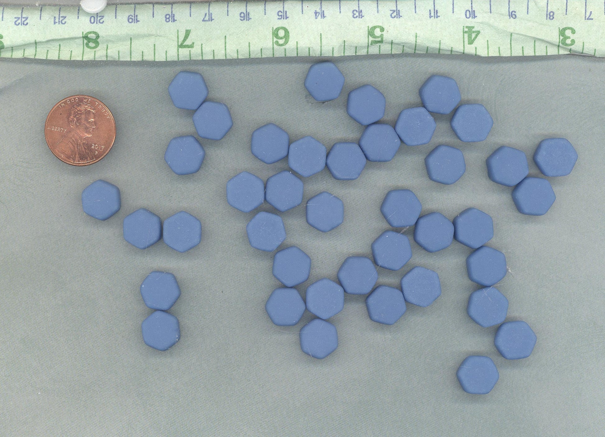Cerulean Blue Hexagon Mosaic Tiles - 10mm - 50g Opaque Glass Tiles MATTE Finish