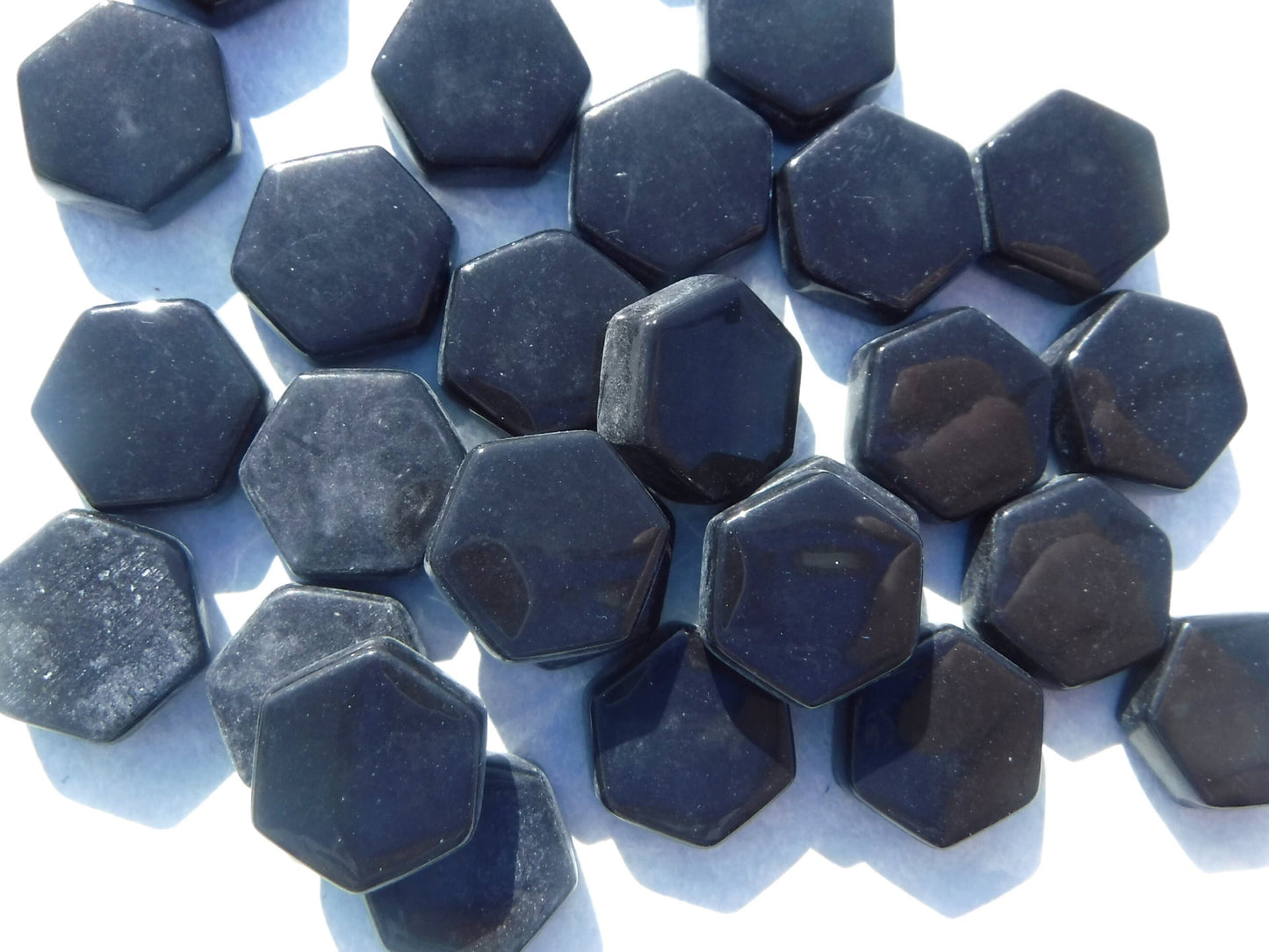 Black Hexagon Mosaic Tiles - 15mm - 100g Opaque Glass Tiles