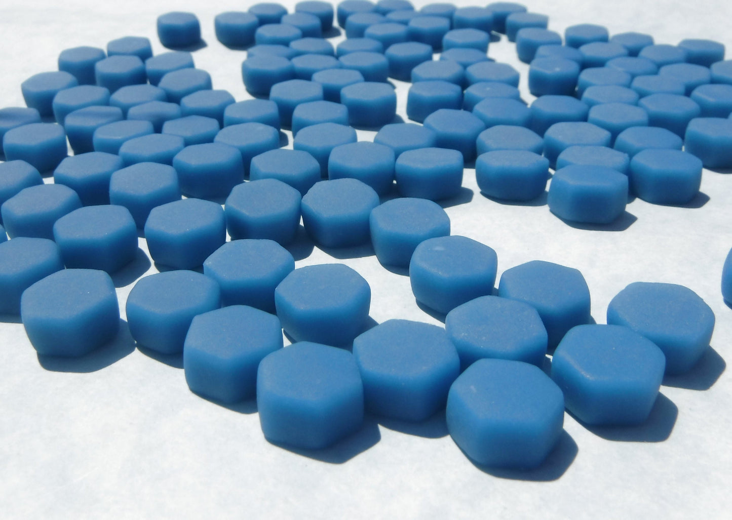 Cerulean Blue Hexagon Mosaic Tiles - 10mm - 50g Opaque Glass Tiles MATTE Finish