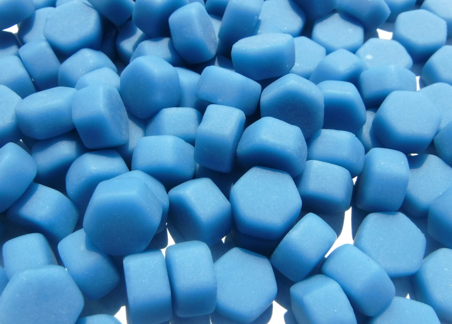 Cerulean Blue Hexagon Mosaic Tiles - 10mm - 50g Opaque Glass Tiles MATTE Finish