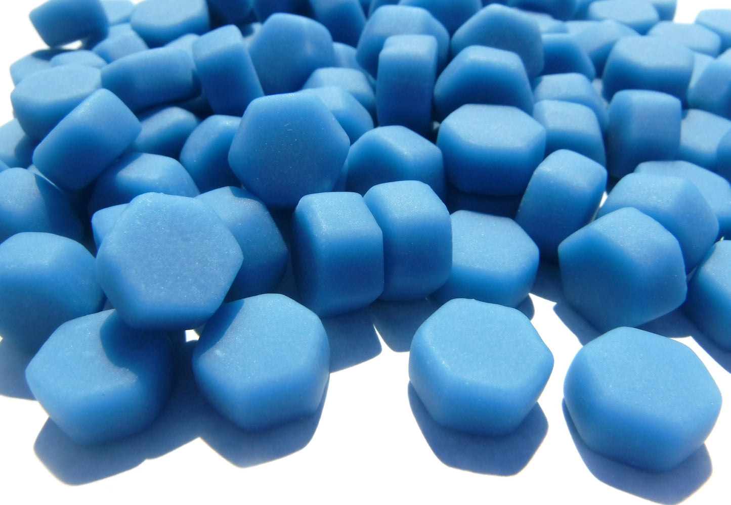 Cerulean Blue Hexagon Mosaic Tiles - 10mm - 50g Opaque Glass Tiles MATTE Finish