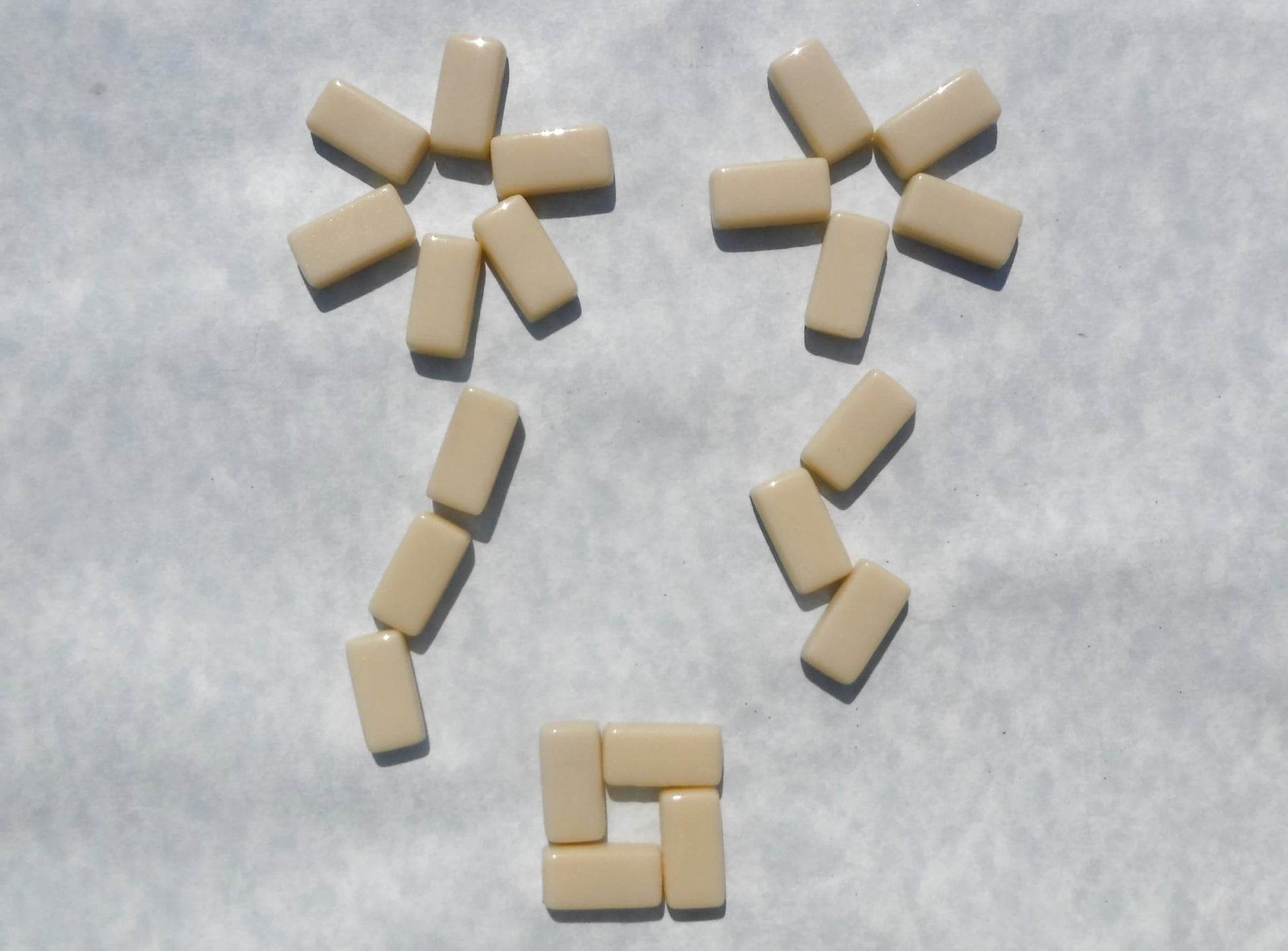 Beige Rectangle Glass Mosaic Tiles - 20mm - 100g - Approx 35 Bars