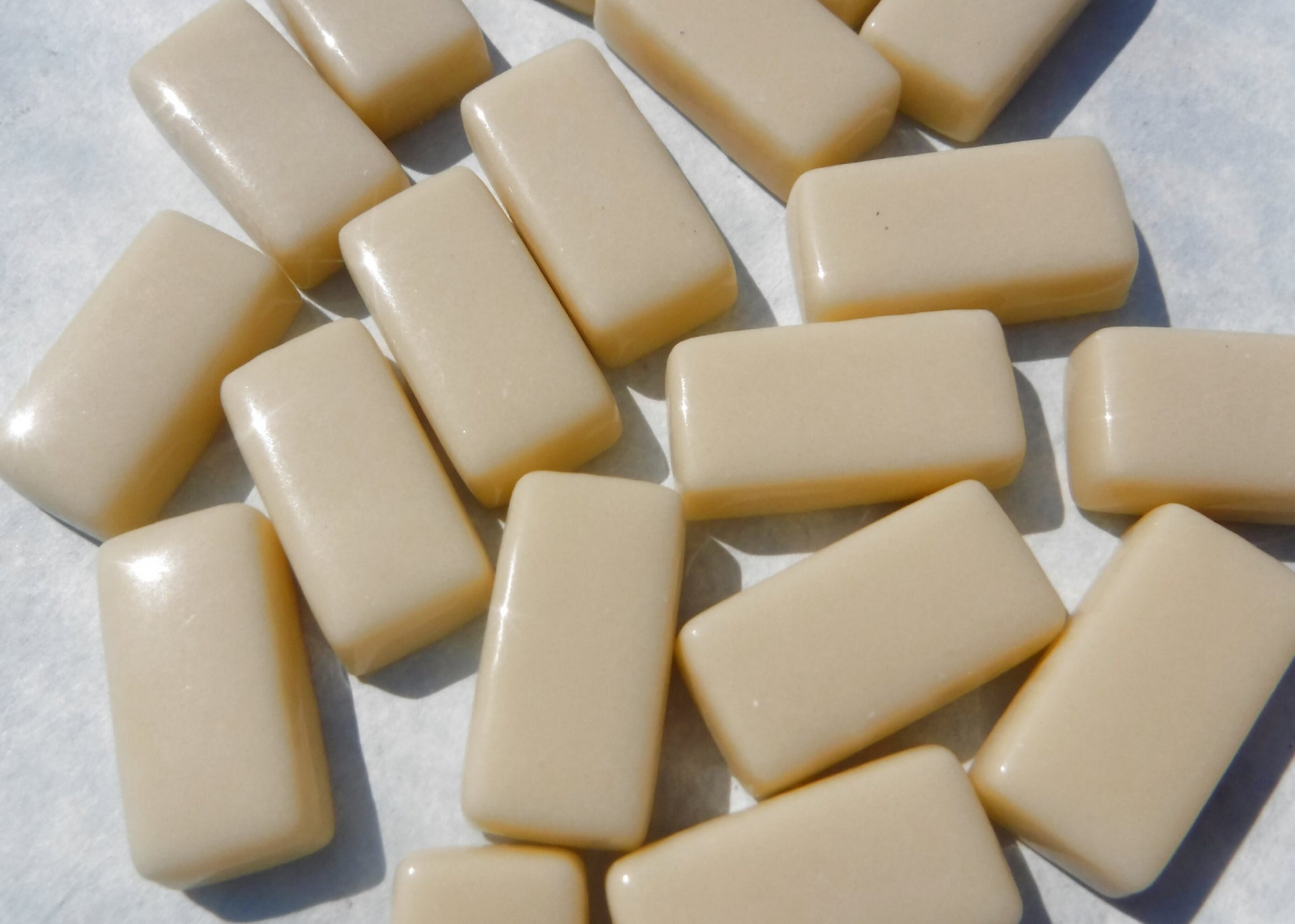 Beige Rectangle Glass Mosaic Tiles - 20mm - 100g - Approx 35 Bars