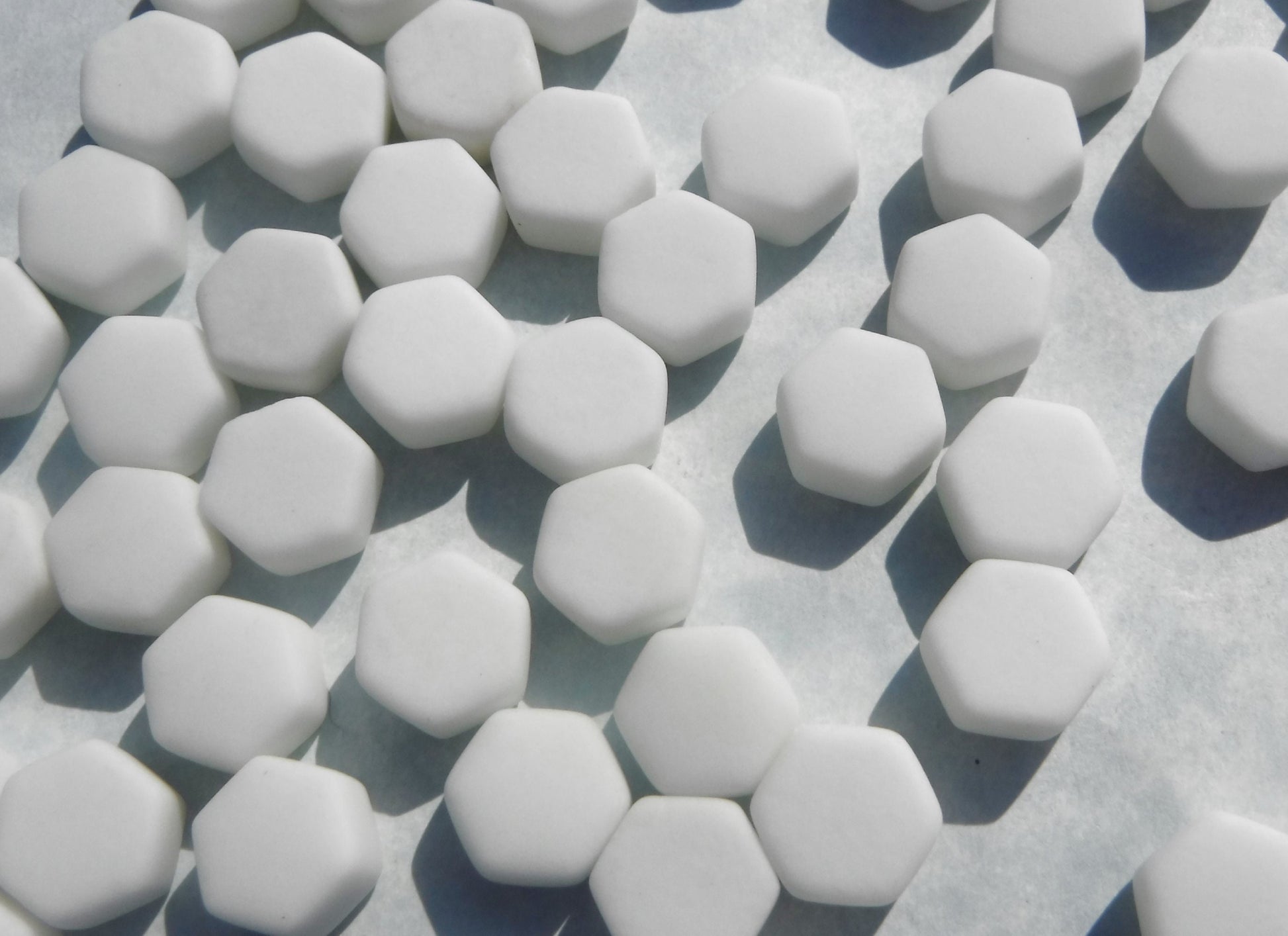 White Hexagon Mosaic Tiles - 10mm - 50g Opaque Glass Tiles MATTE Finish