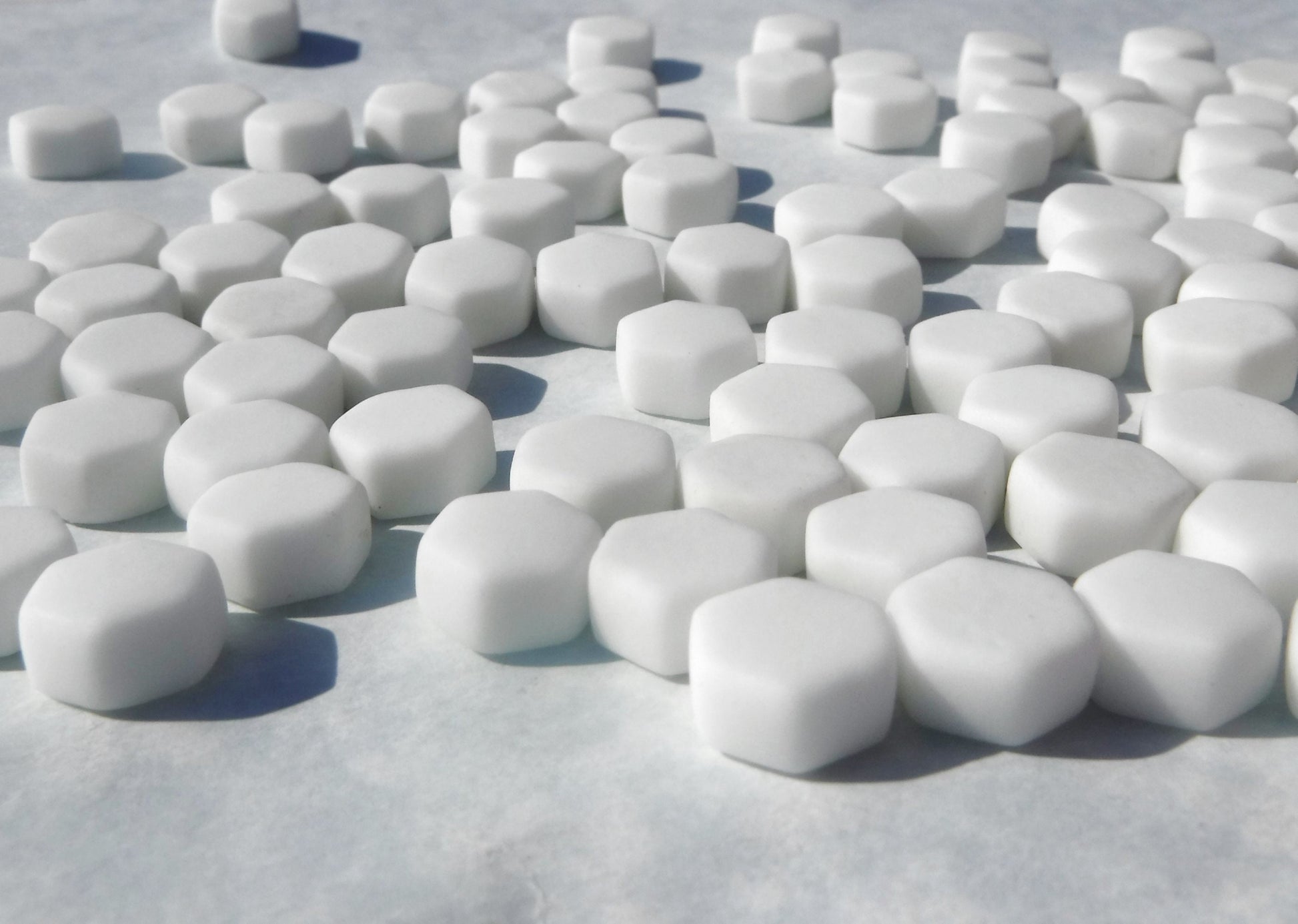 White Hexagon Mosaic Tiles - 10mm - 50g Opaque Glass Tiles MATTE Finish
