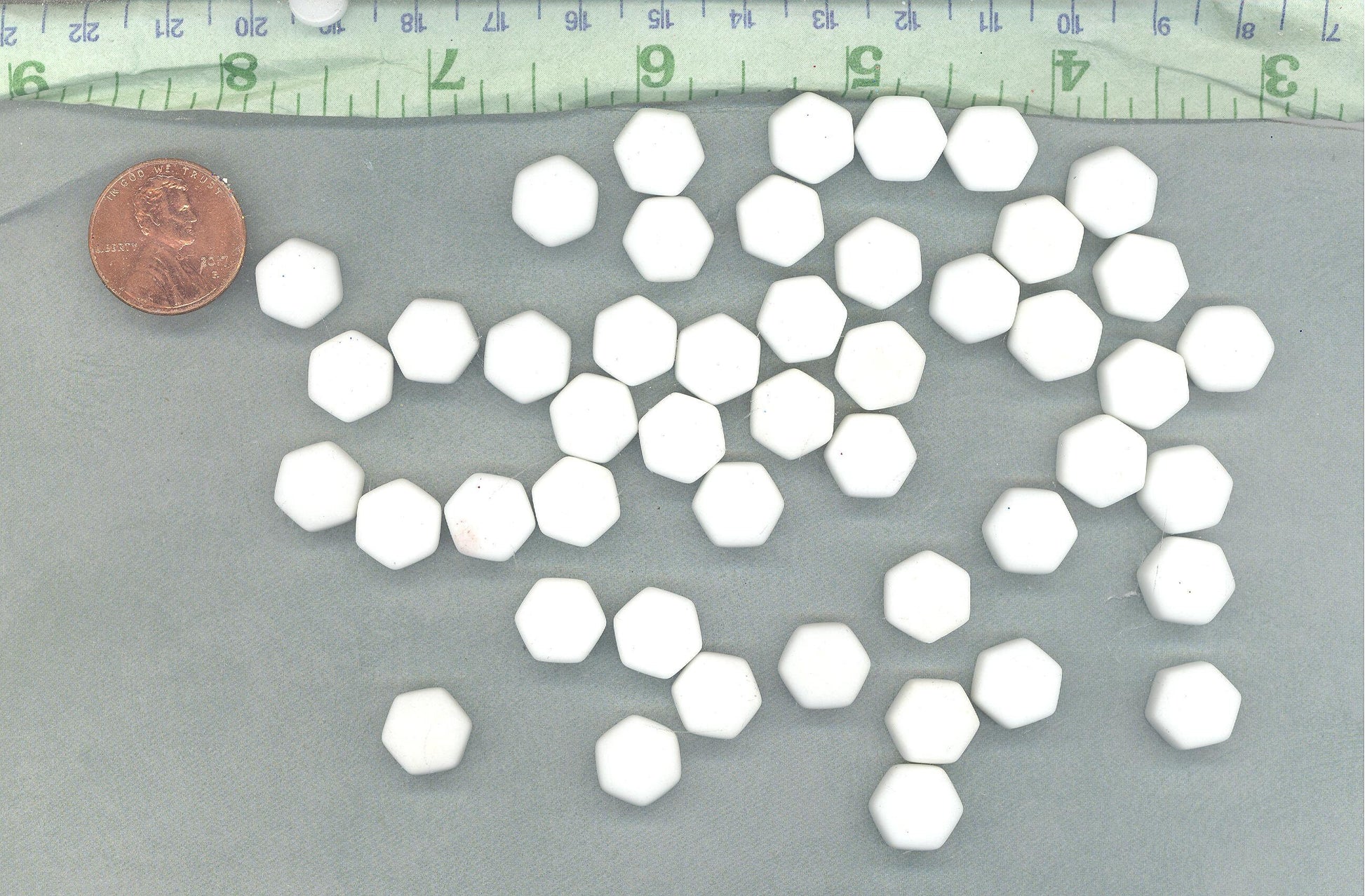 White Hexagon Mosaic Tiles - 10mm - 50g Opaque Glass Tiles MATTE Finish
