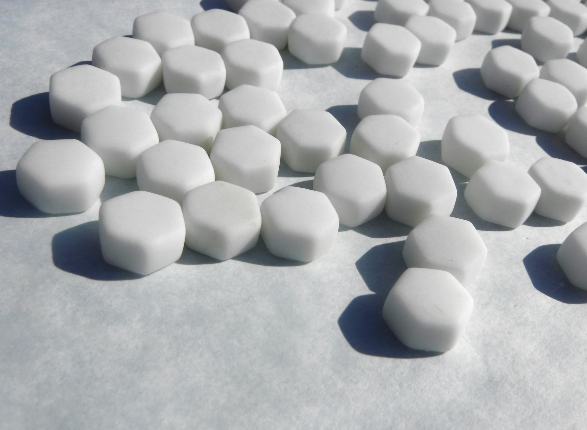White Hexagon Mosaic Tiles - 10mm - 50g Opaque Glass Tiles MATTE Finish