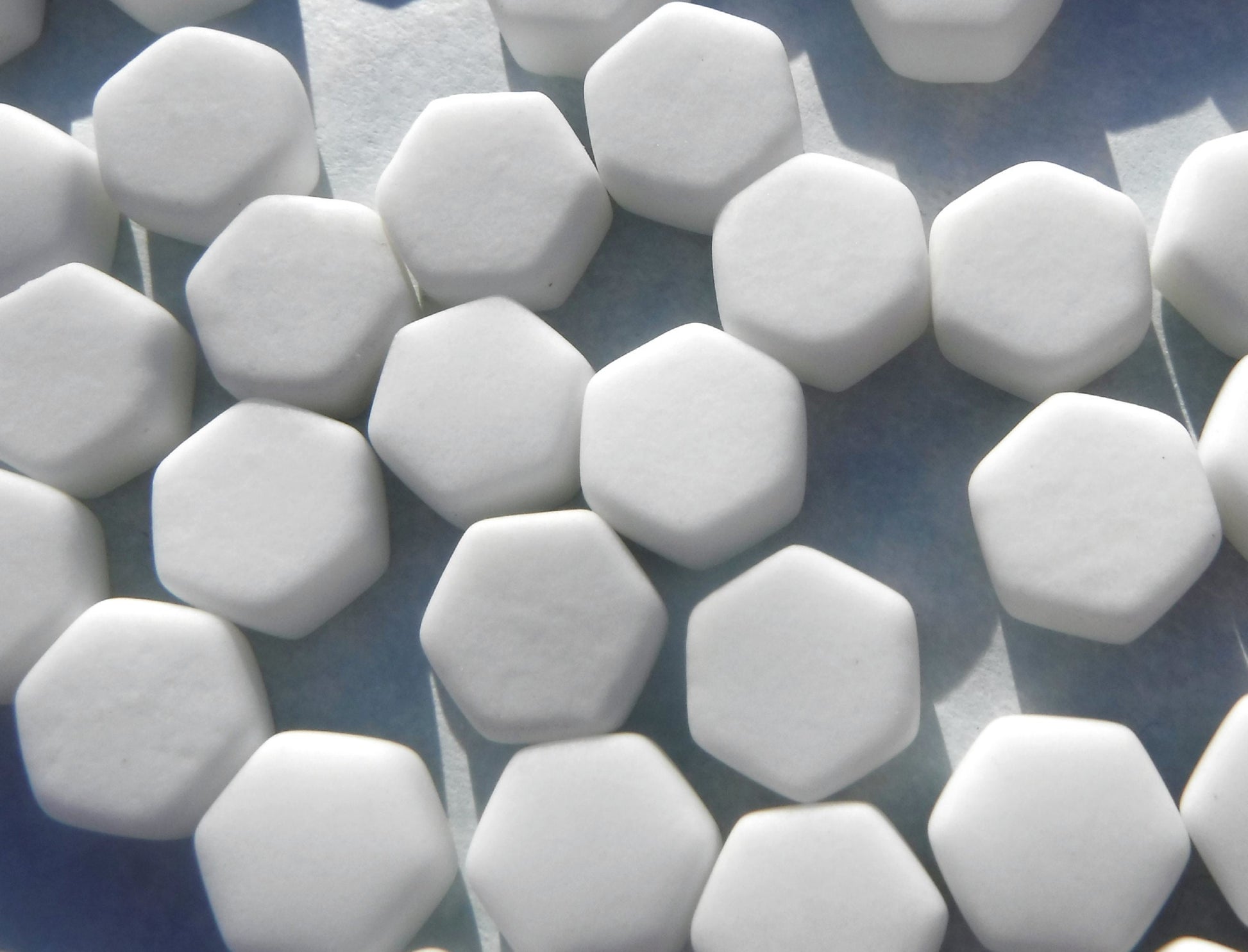 White Hexagon Mosaic Tiles - 10mm - 50g Opaque Glass Tiles MATTE Finish