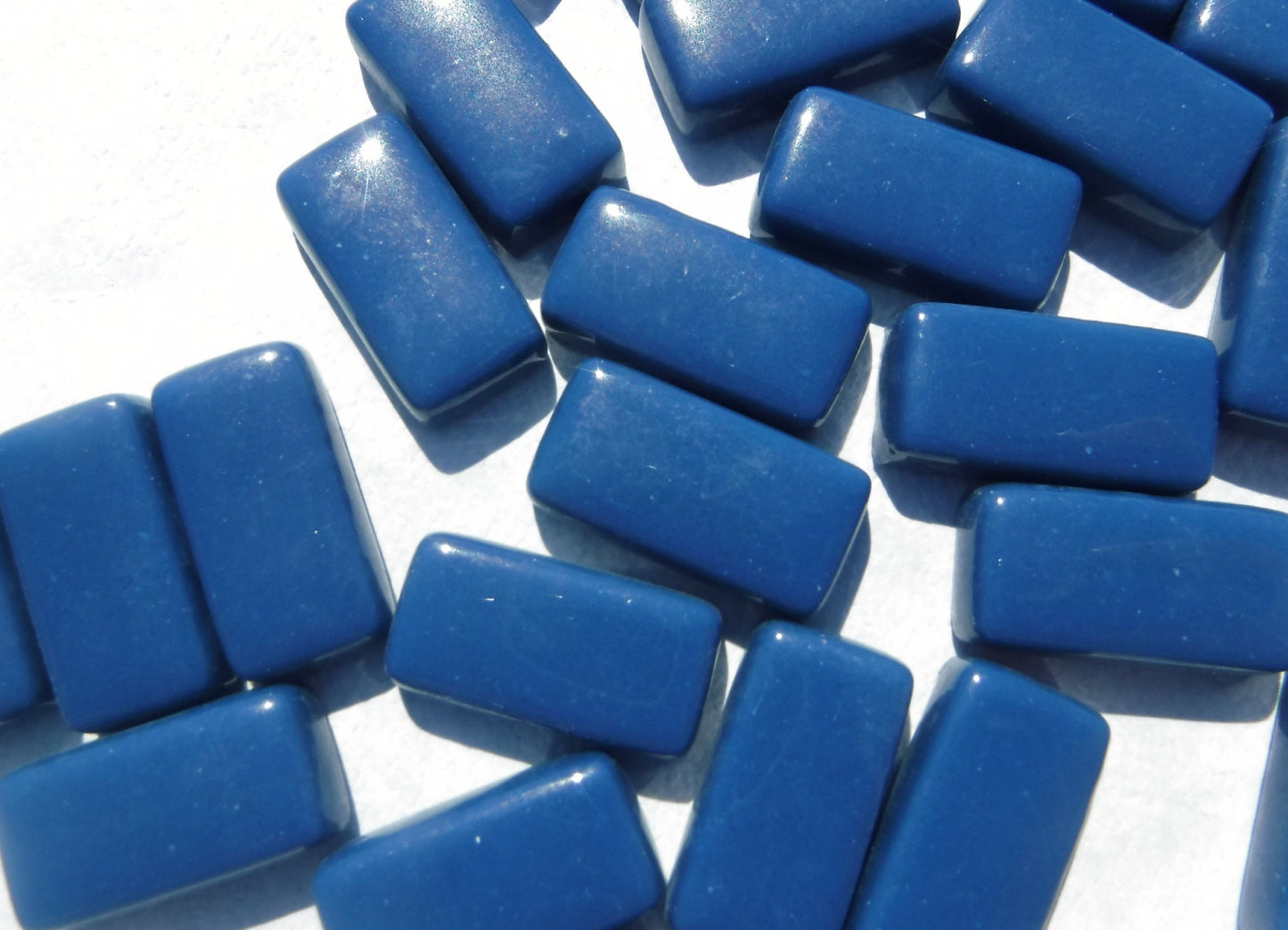 Blueberry Rectangle Mosaic Tiles - 20mm - 100g Opaque Glass Bar Tiles - Approx 35 Tiles