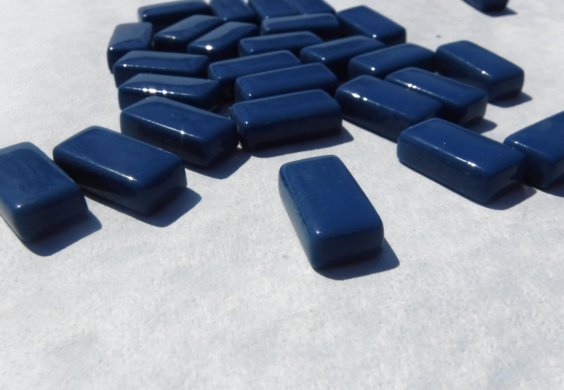 Blueberry Rectangle Mosaic Tiles - 20mm - 100g Opaque Glass Bar Tiles - Approx 35 Tiles
