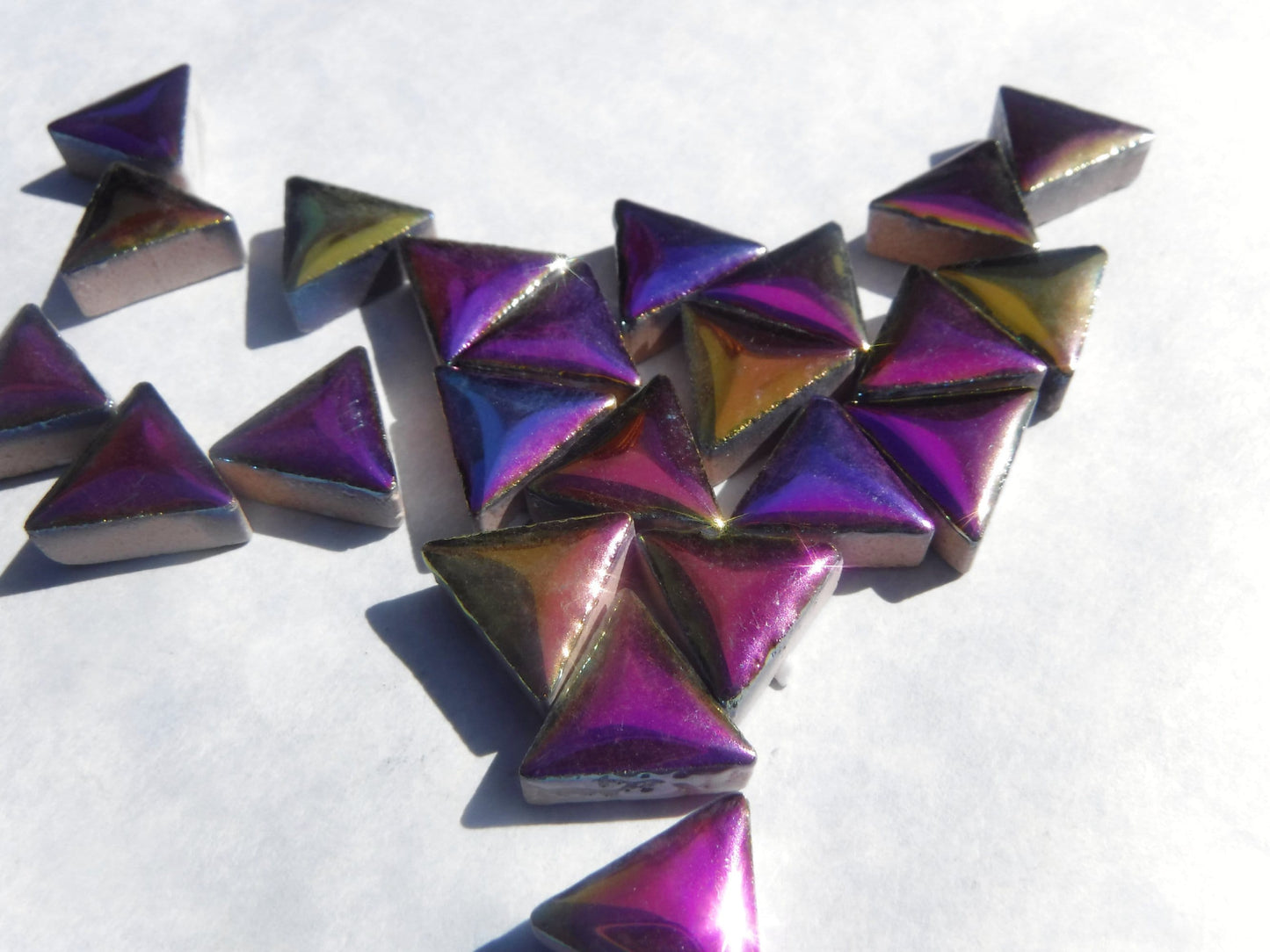 Colorful Metallic Mini Triangles Mosaic Tiles - 50g Ceramic - 15mm in Disco Lights