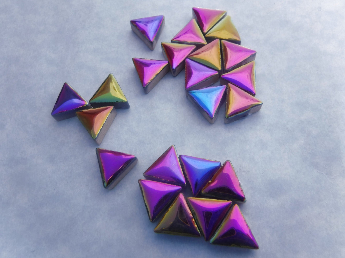 Colorful Metallic Mini Triangles Mosaic Tiles - 50g Ceramic - 15mm in Disco Lights