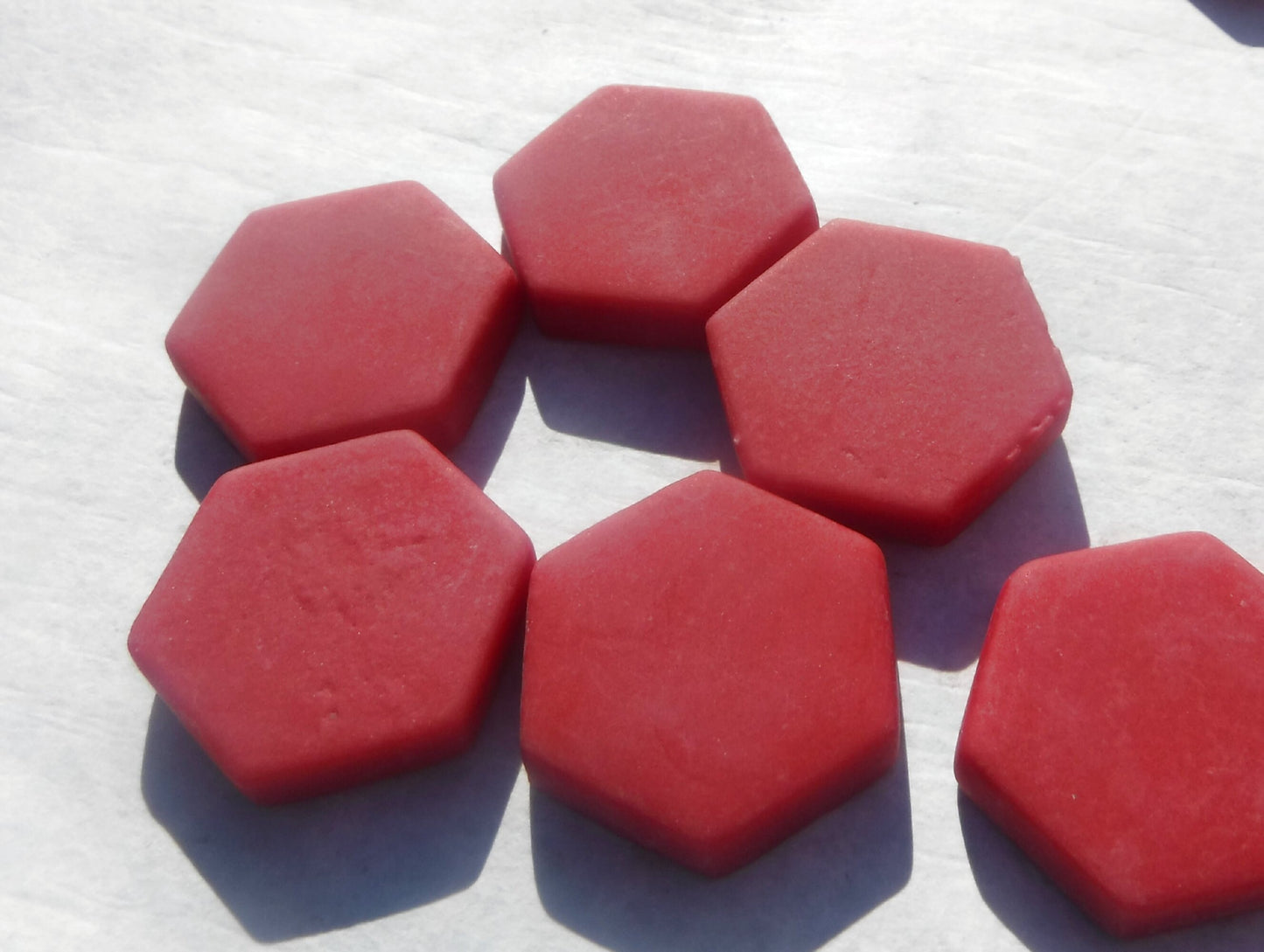 Berry Red Hexagon Mosaic Tiles - 25 Glass 23mm MATTE Tiles