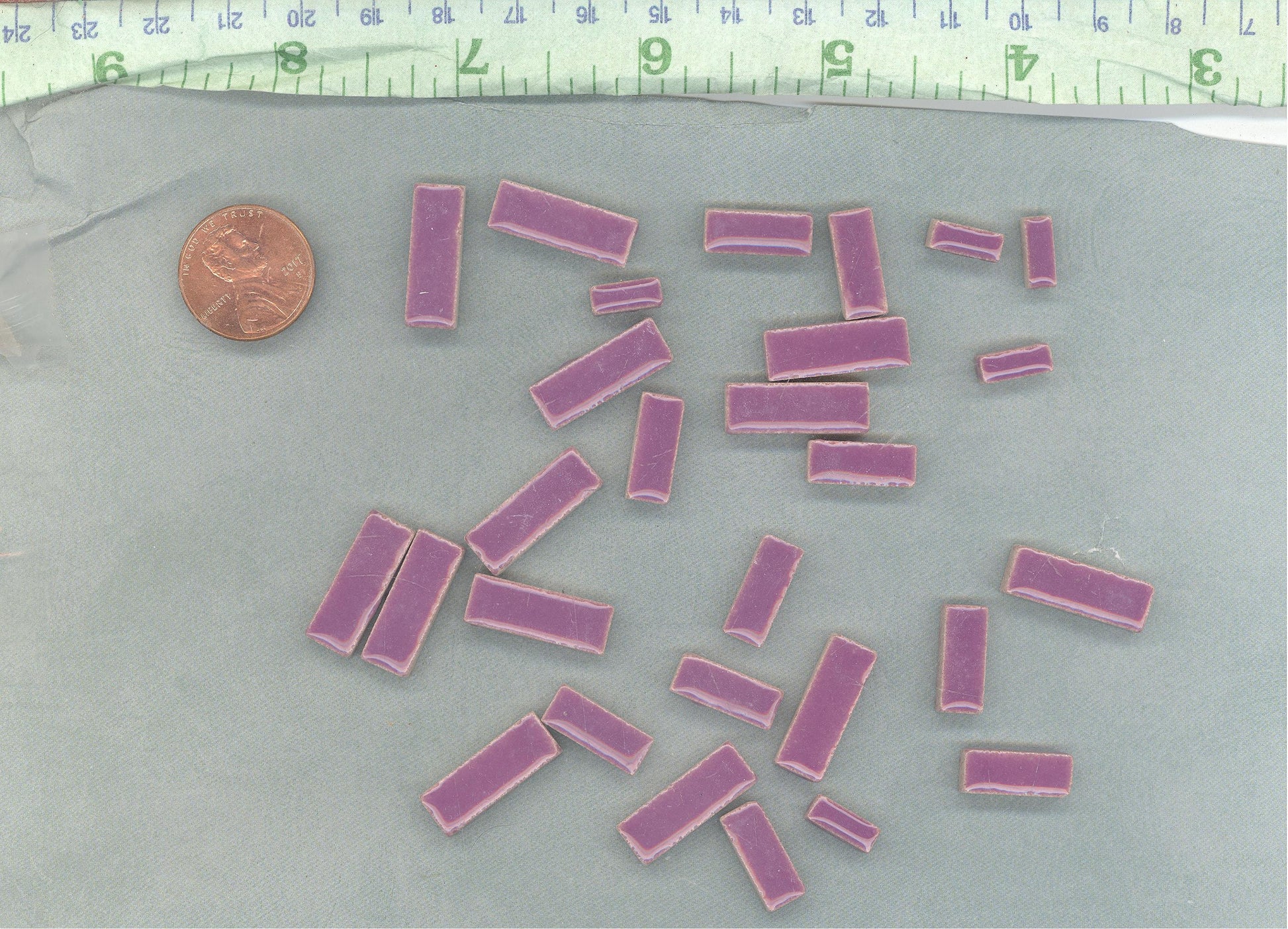 Purple Mini Rectangles Mosaic Tiles - 50g Ceramic in Mix of 3 Sizes 1/2" and 3/4"
