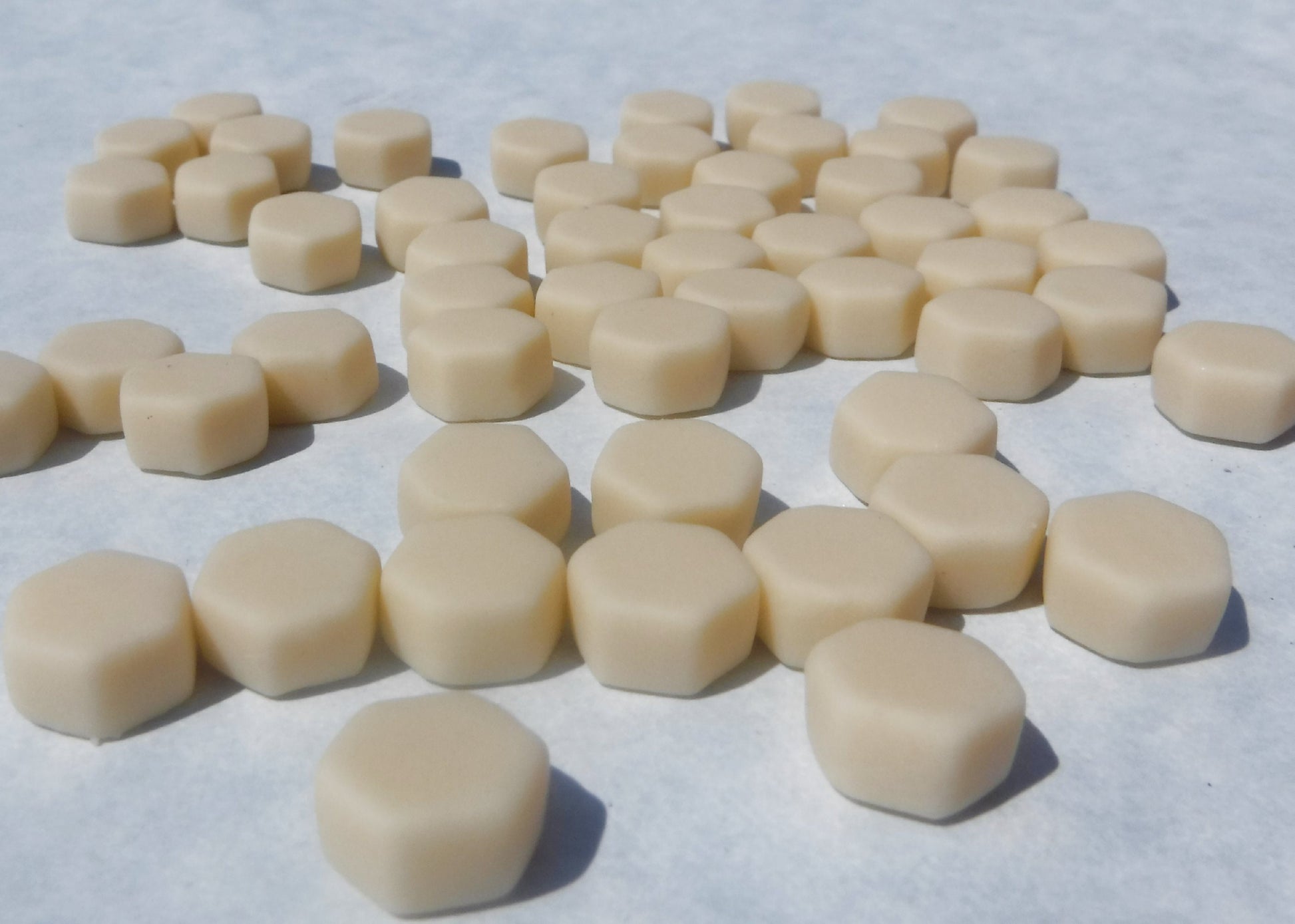 Beige Hexagon Mosaic Tiles - 10mm - 50g Opaque Glass Tiles MATTE Finish
