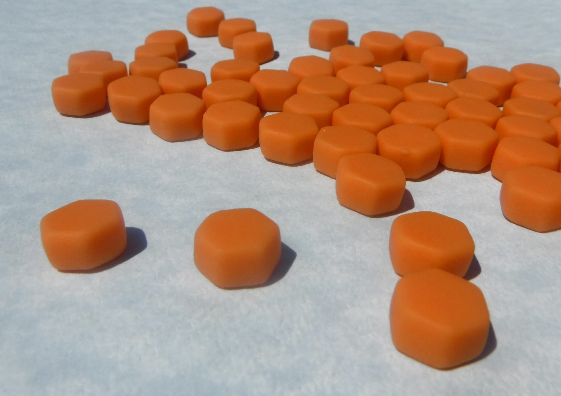 Orange Hexagon Mosaic Tiles - 10mm - 50g Opaque Glass Tiles MATTE Finish - Pumpkin