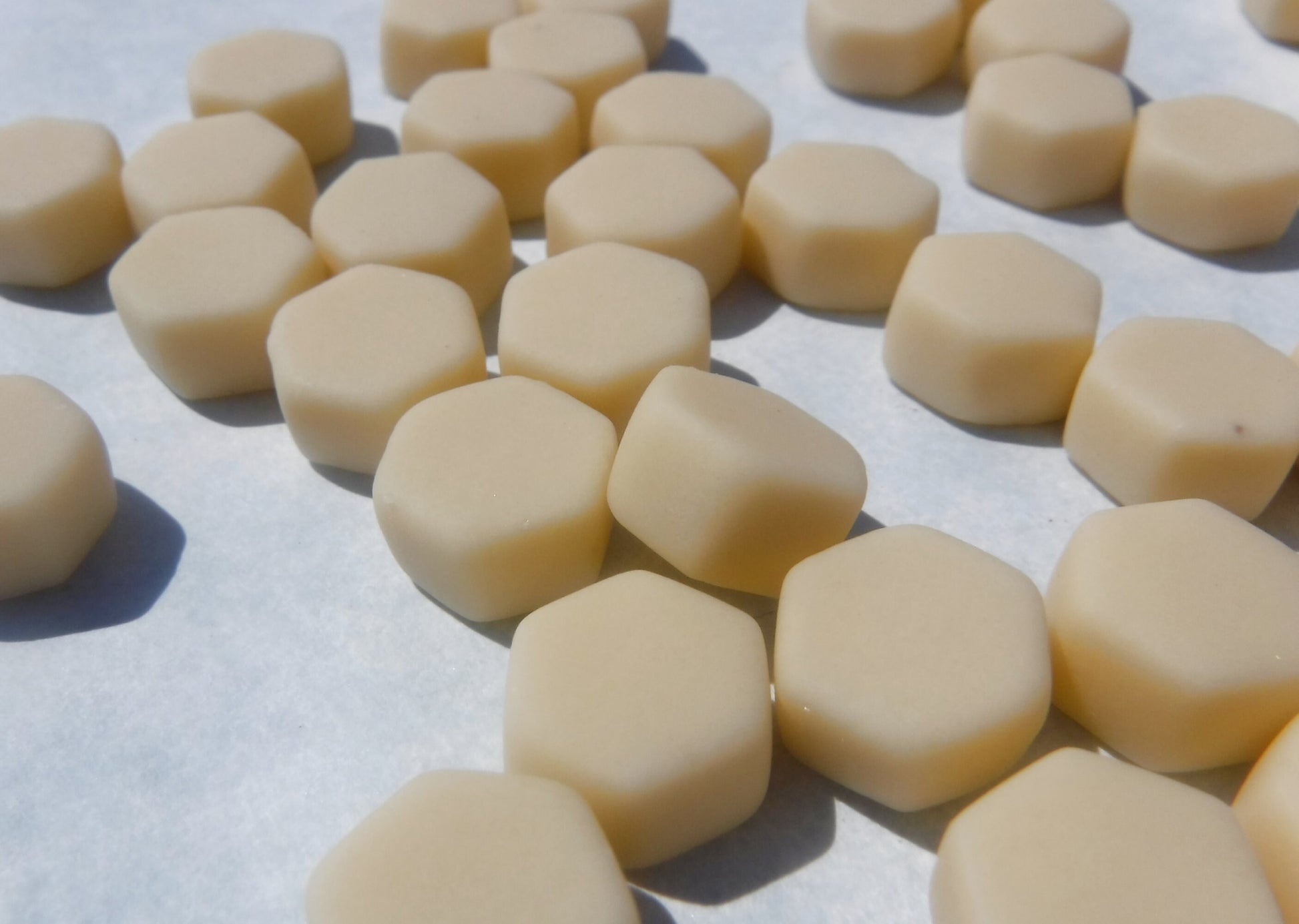 Beige Hexagon Mosaic Tiles - 10mm - 50g Opaque Glass Tiles MATTE Finish