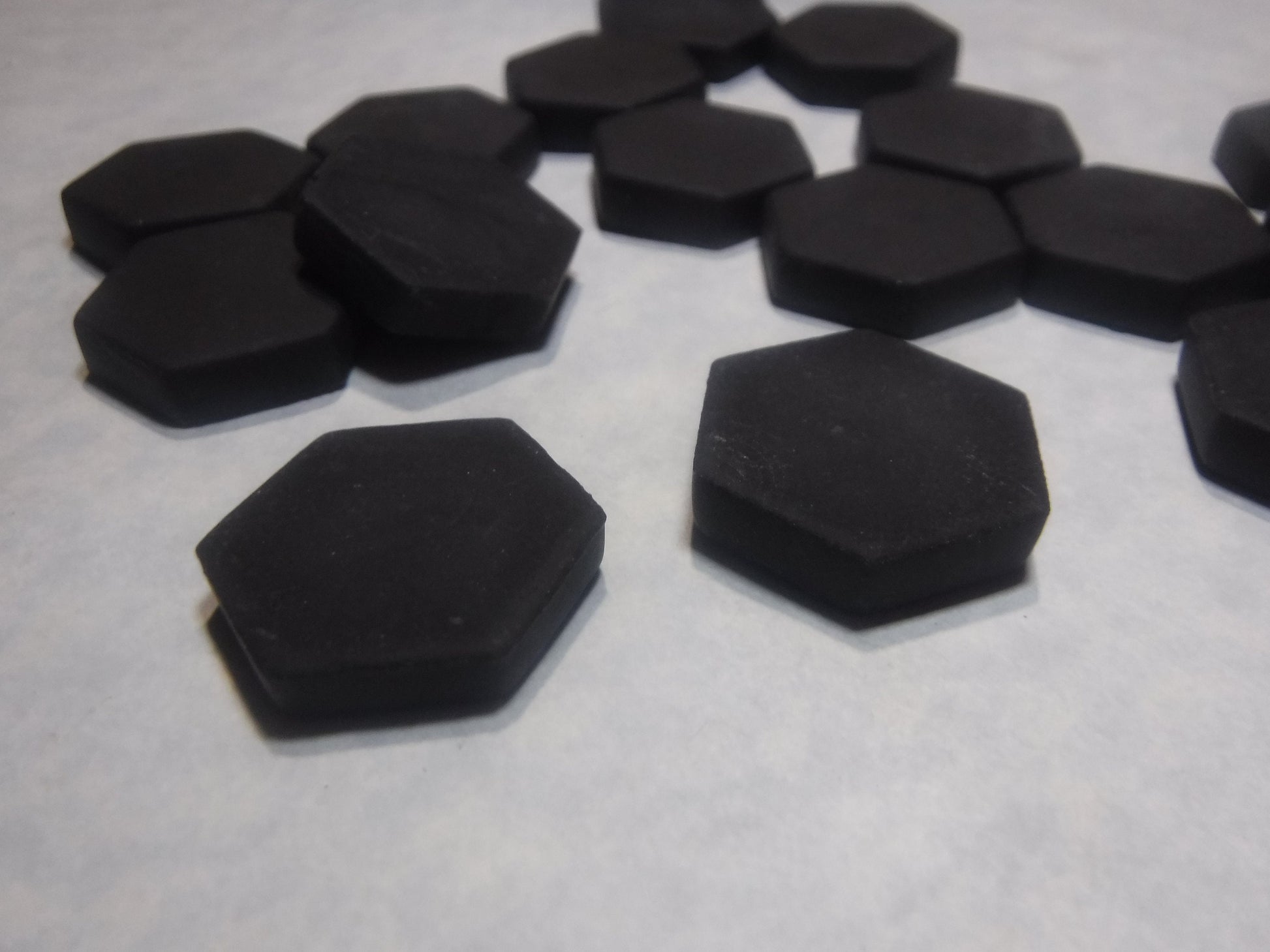 Black Hexagon Mosaic Tiles - 25 Glass 23mm MATTE Tiles