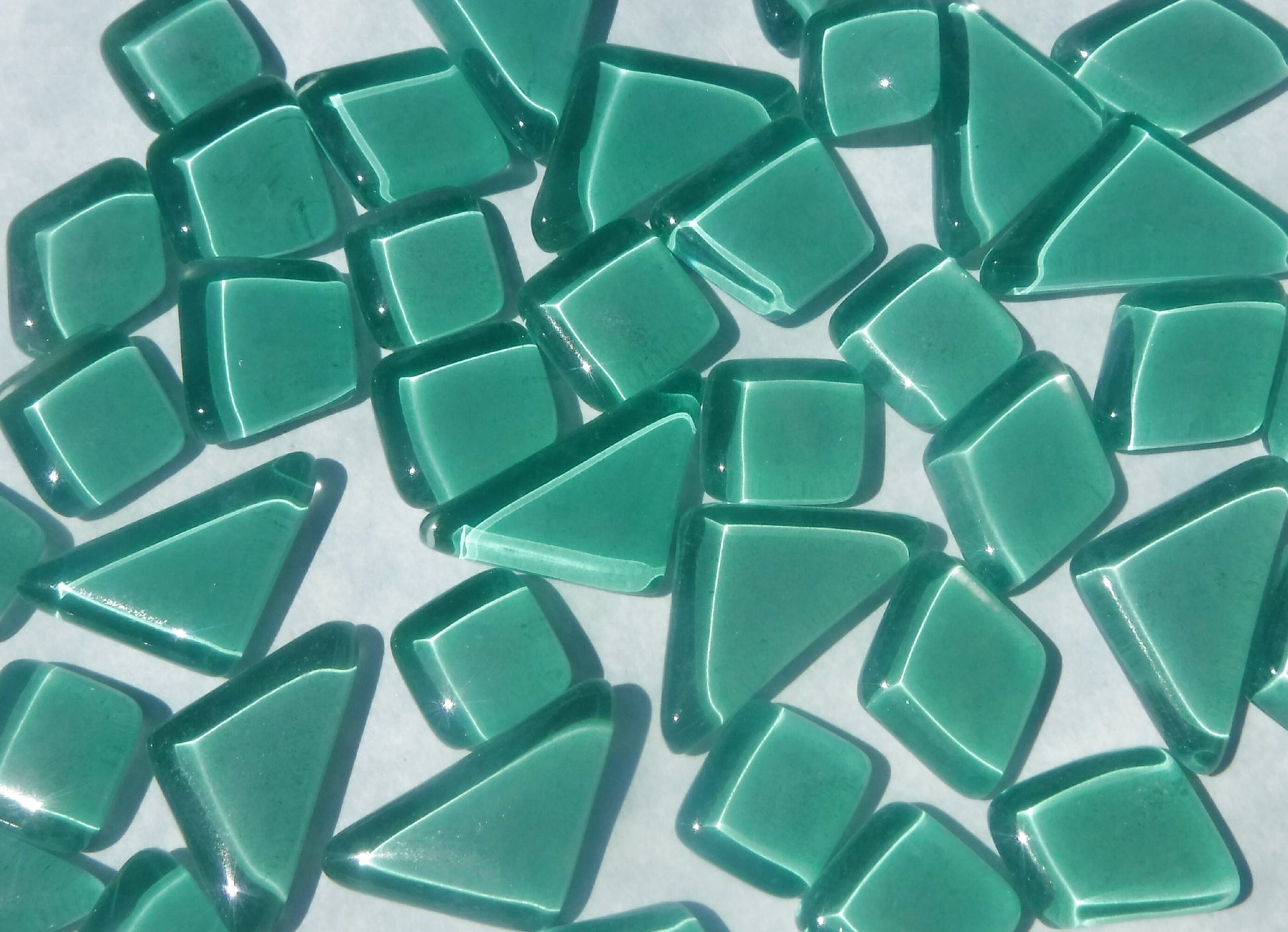 Sea Foam Green Glass Puzzle Tiles - Assorted Shapes - 100 grams Mosaic Tiles