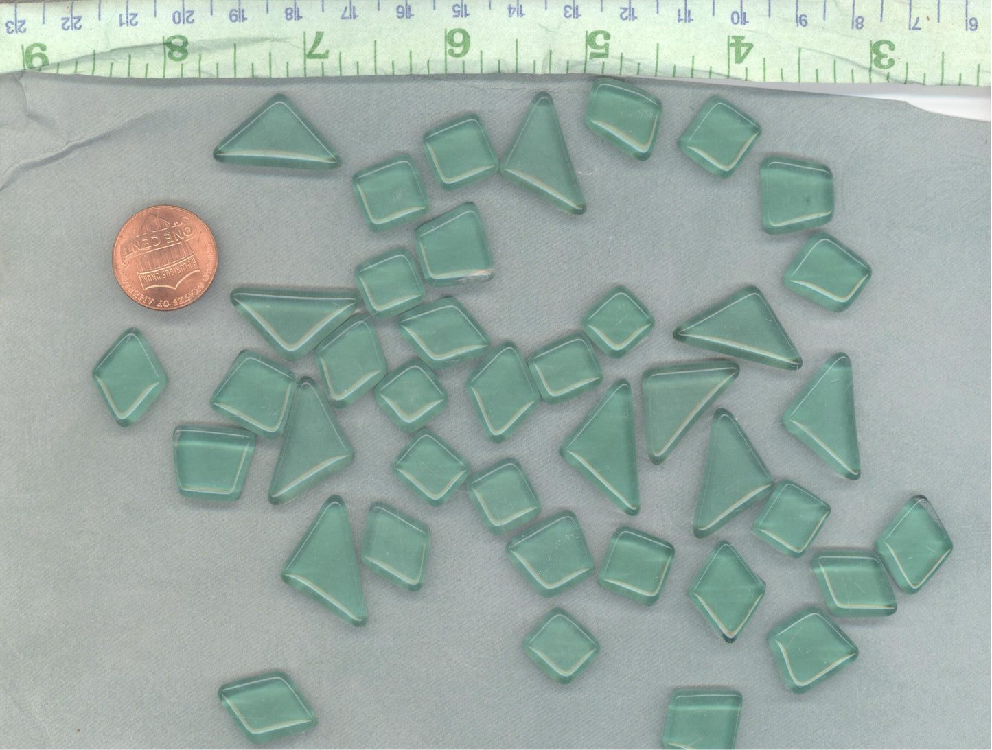 Sea Foam Green Glass Puzzle Tiles - Assorted Shapes - 100 grams Mosaic Tiles