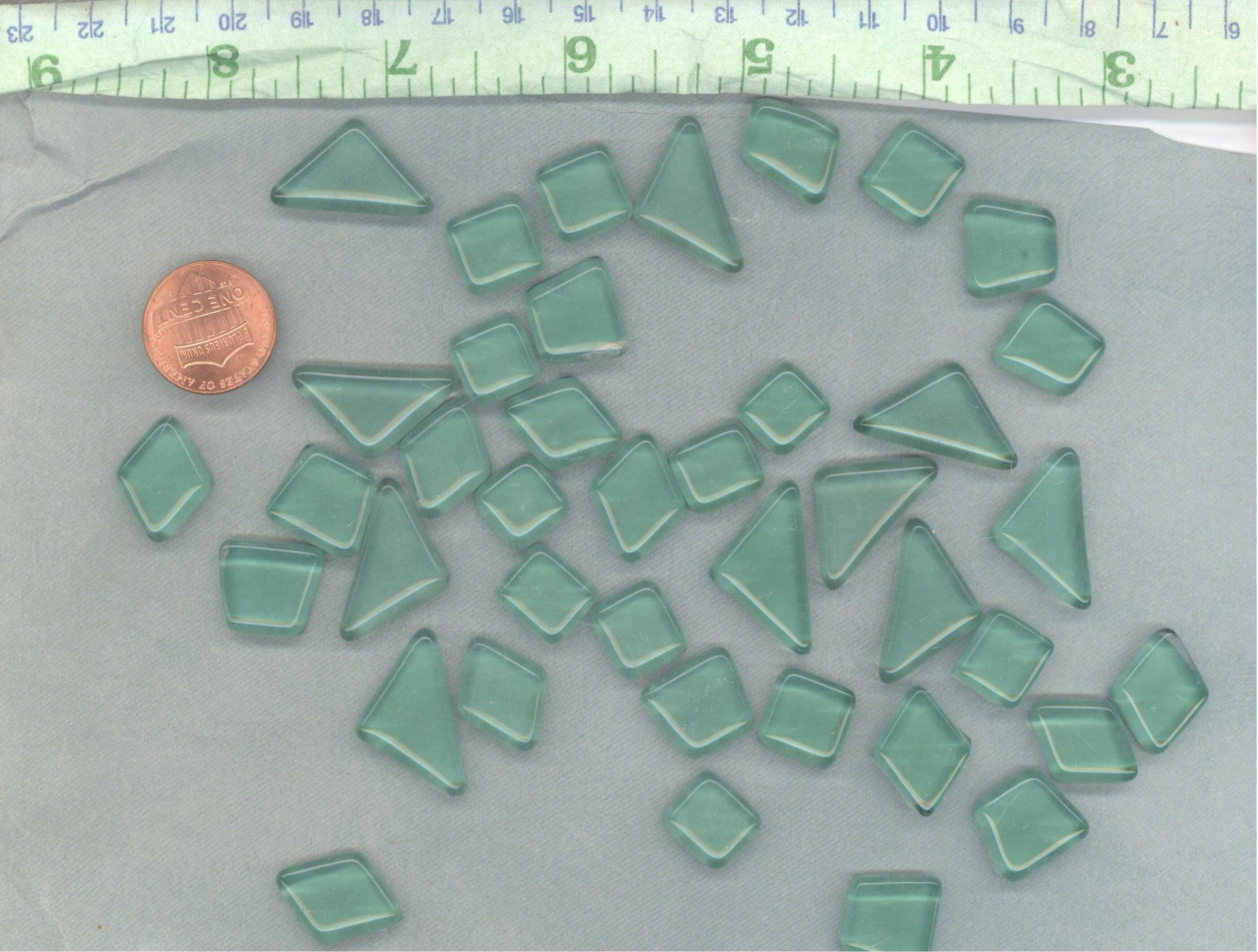 Sea Foam Green Glass Puzzle Tiles - Assorted Shapes - 100 grams Mosaic Tiles