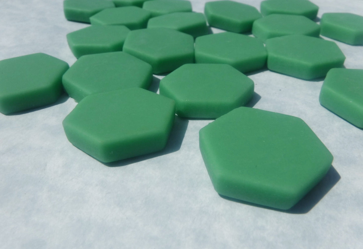 Mint Green Hexagon Mosaic Tiles - 25 Glass 23mm MATTE Tiles