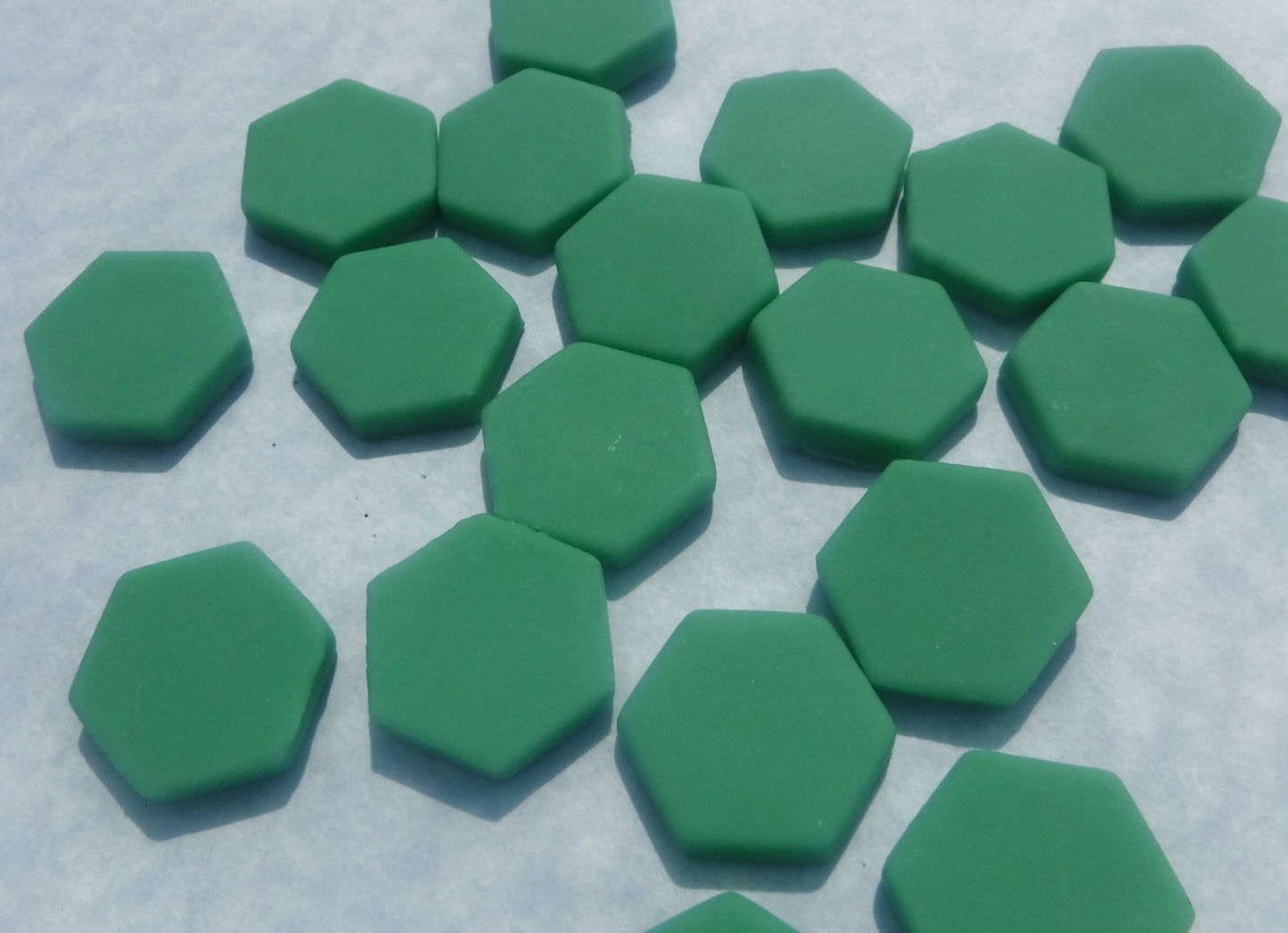 Mint Green Hexagon Mosaic Tiles - 25 Glass 23mm MATTE Tiles