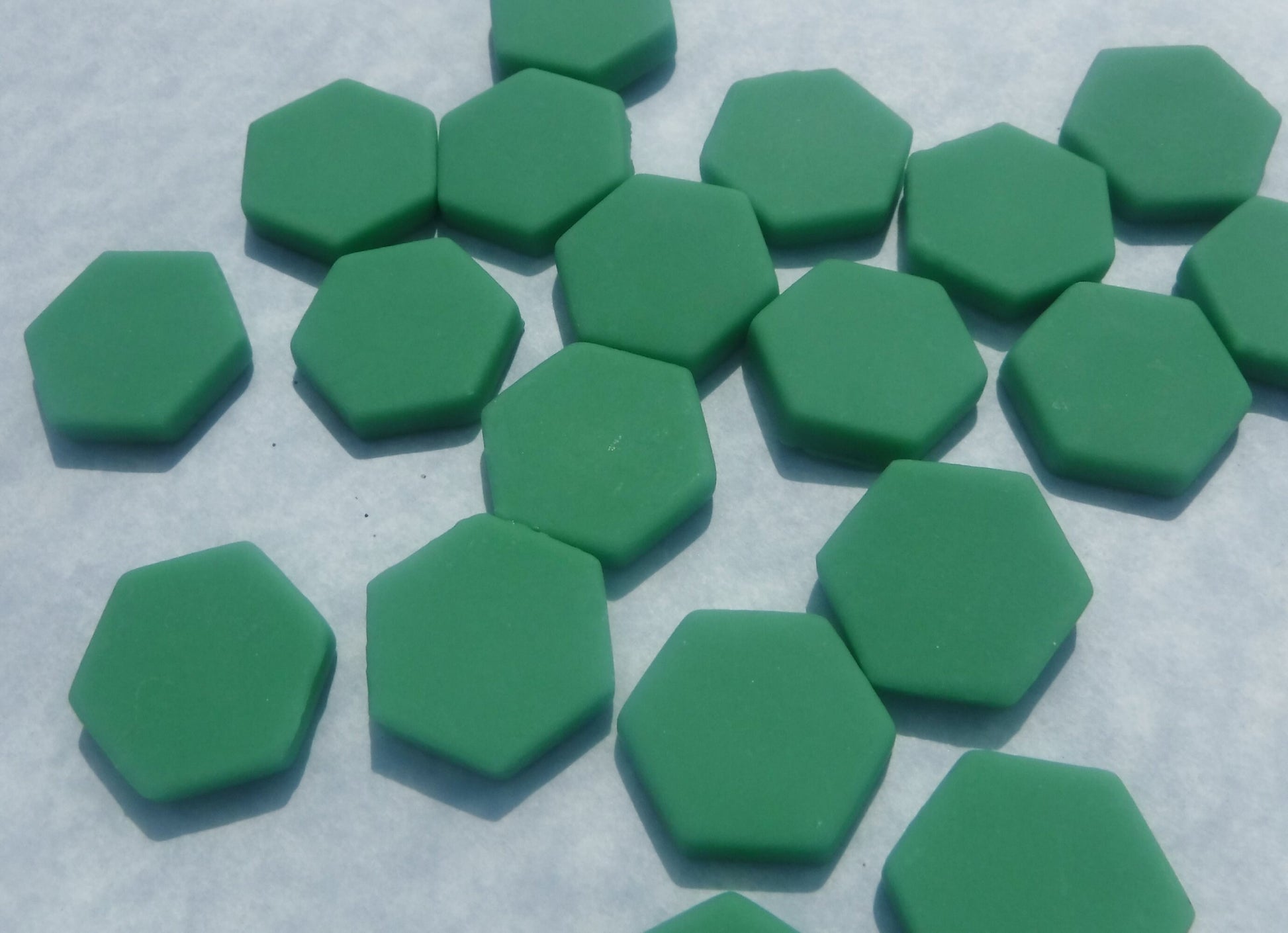 Mint Green Hexagon Mosaic Tiles - 25 Glass 23mm MATTE Tiles