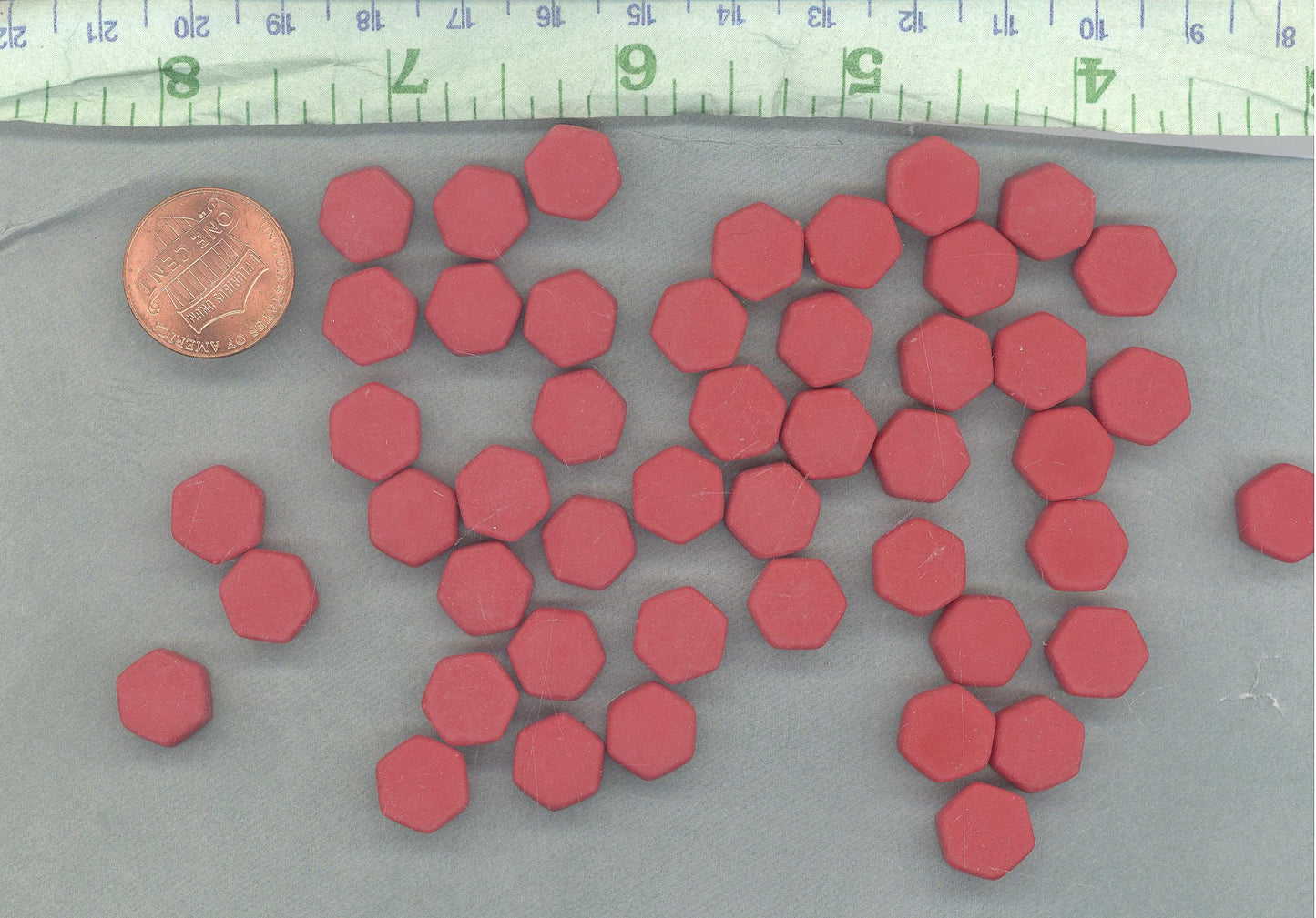 Raspberry Red Hexagon Mosaic Tiles - 10mm - 50g Opaque Glass Tiles MATTE Finish